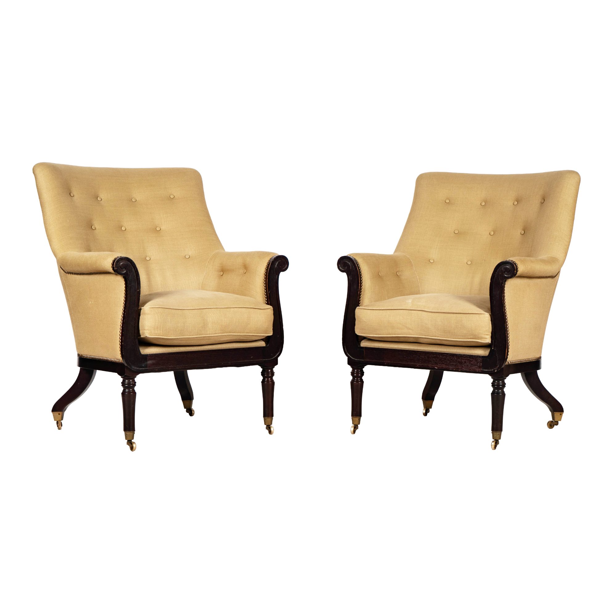 Pair of George Smith Upholstered Armchairs
