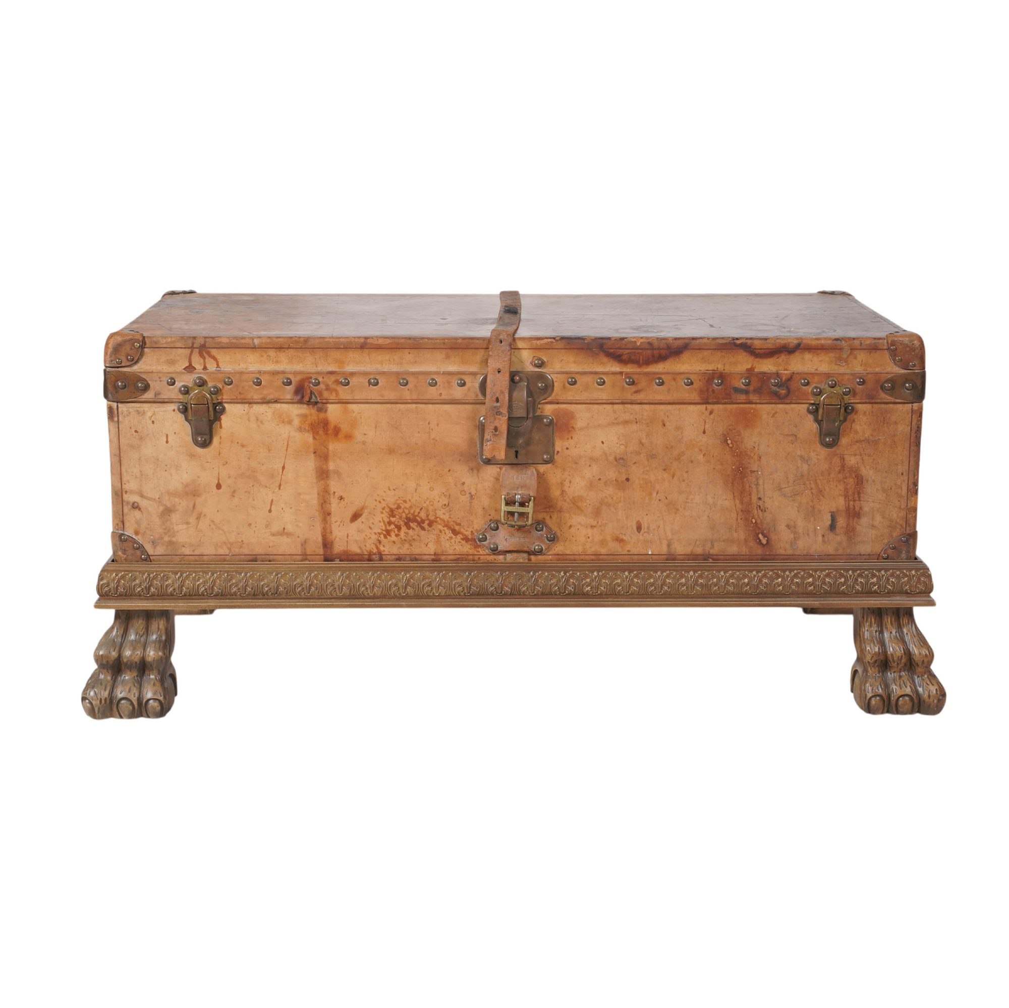 Vintage Louis Vuitton Leather Trunk On-Stand