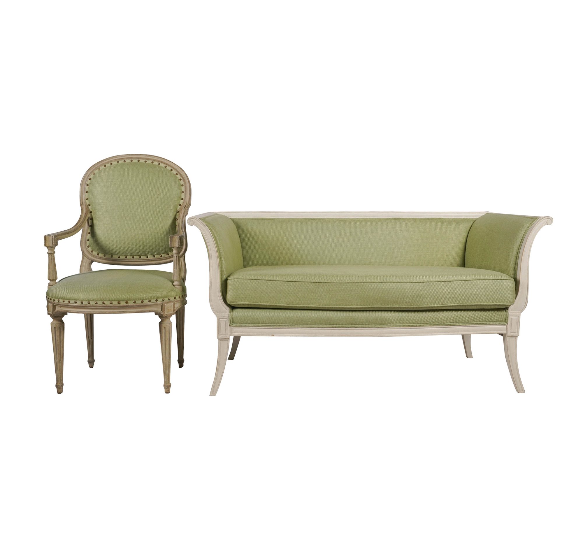 Dennis and Leen Upholstered Settee and Armchair