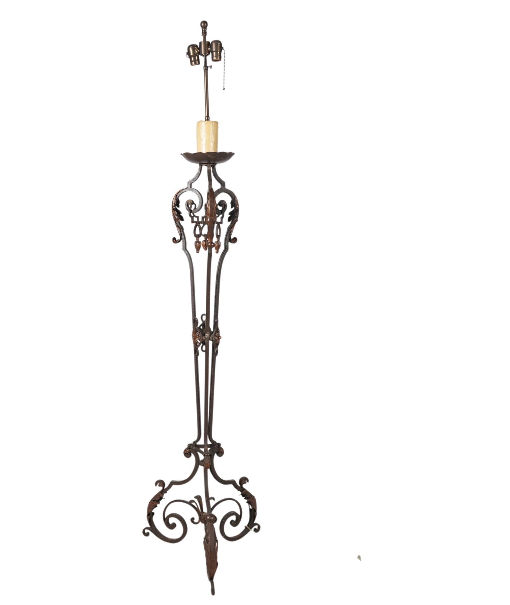 Iron and Tole Torchiere Floor Lamp