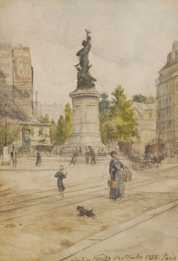 Parisian Street Scene Watercolor