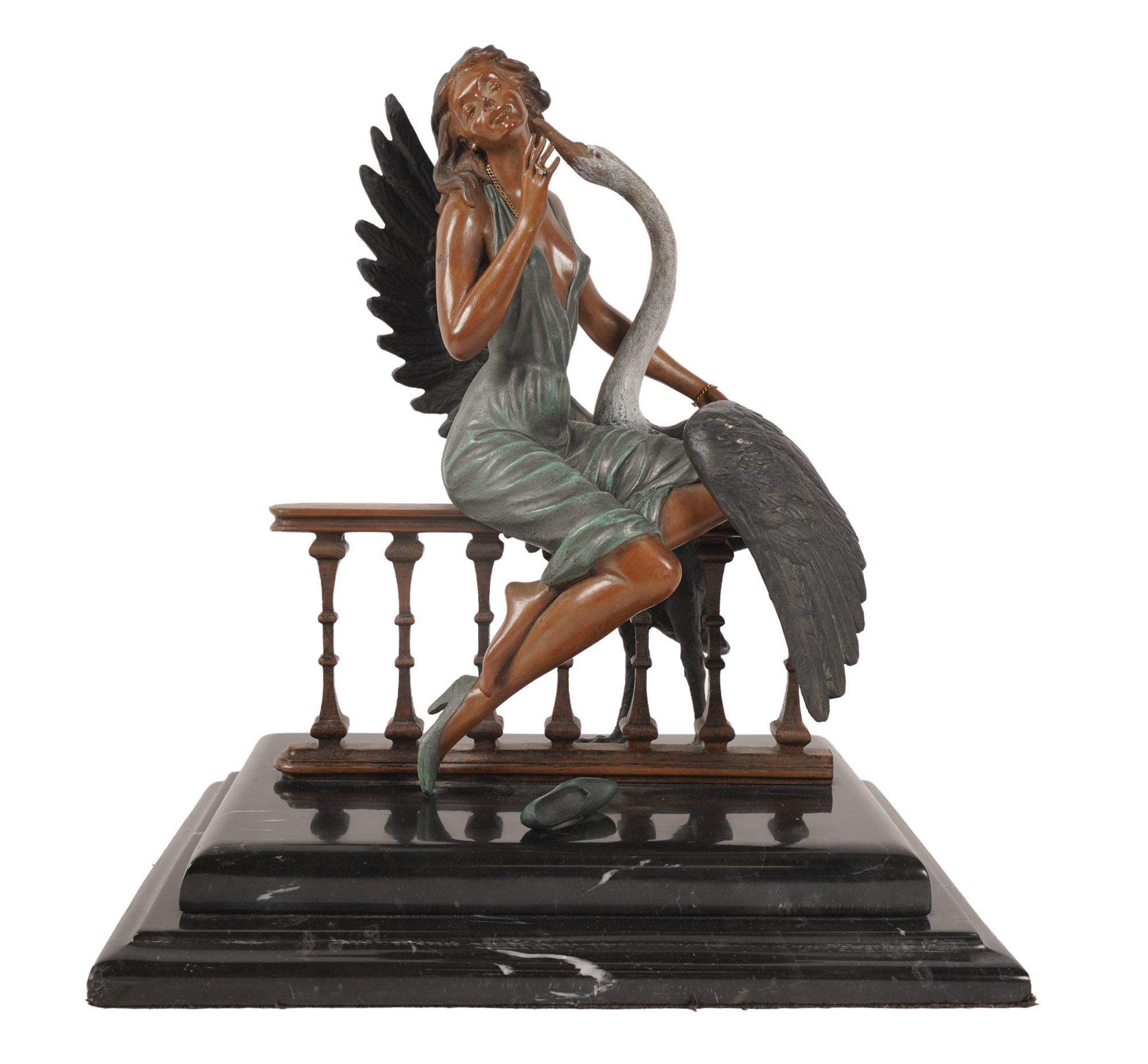 Art Deco Bronze Woman with Swan