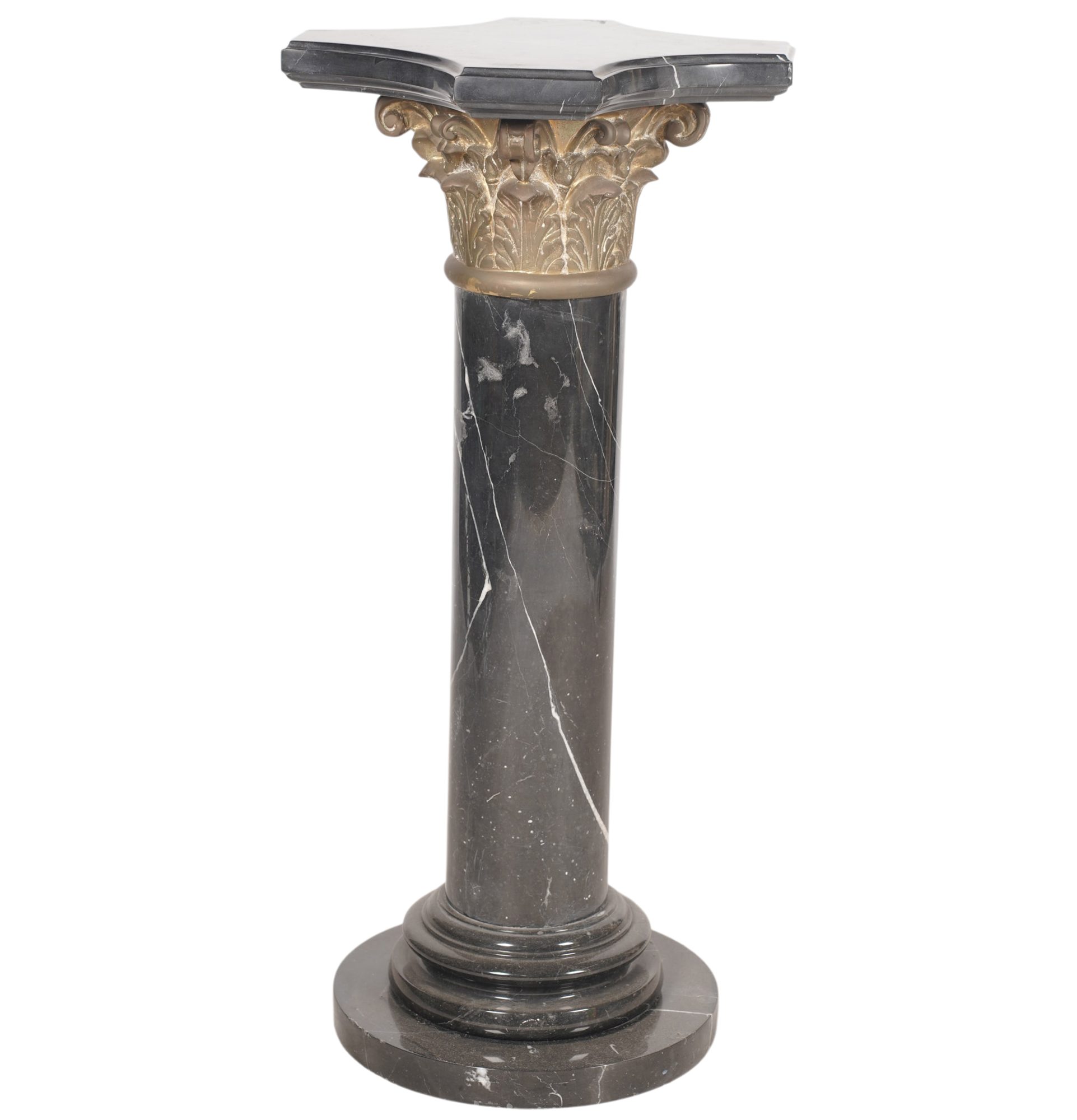 Black Marble and Bronze Pedestal