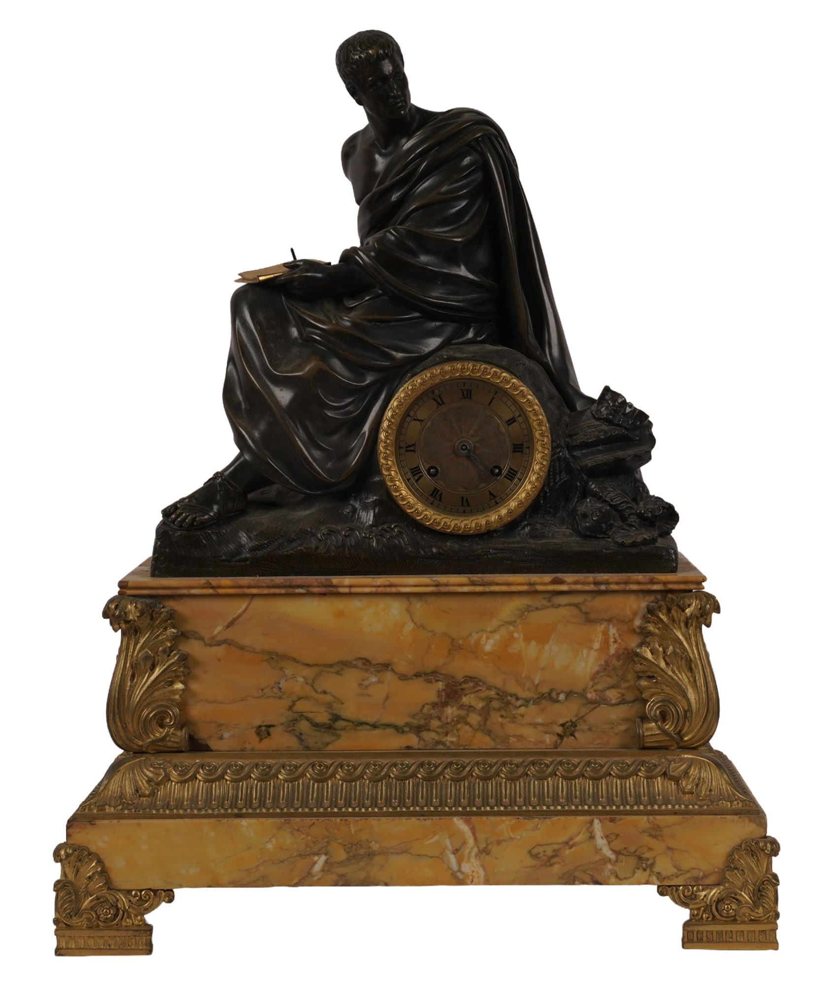 Marble and Bronze Empire-Style Mantel Clock