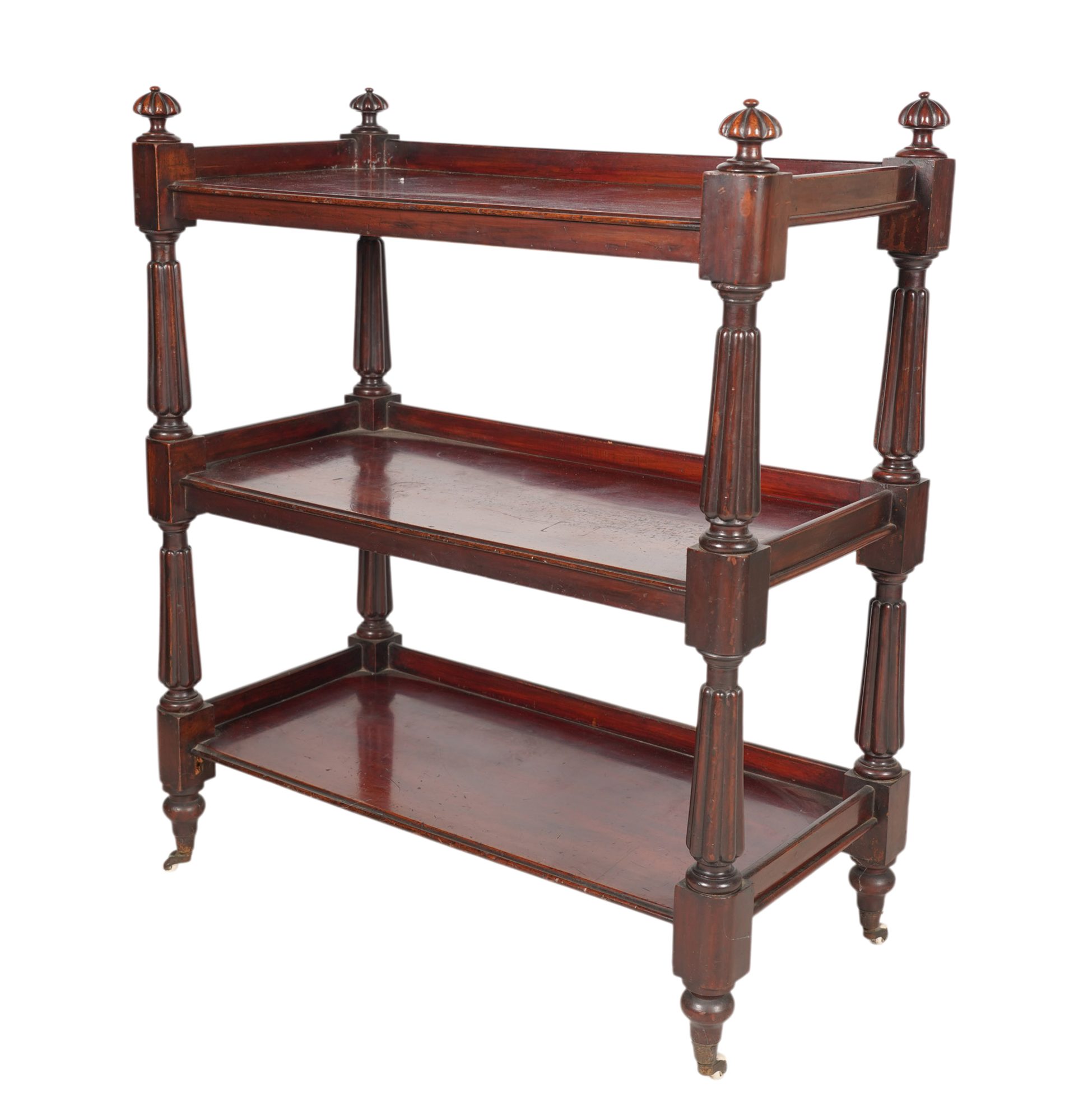 Carved Mahogany Tiered Bookshelf