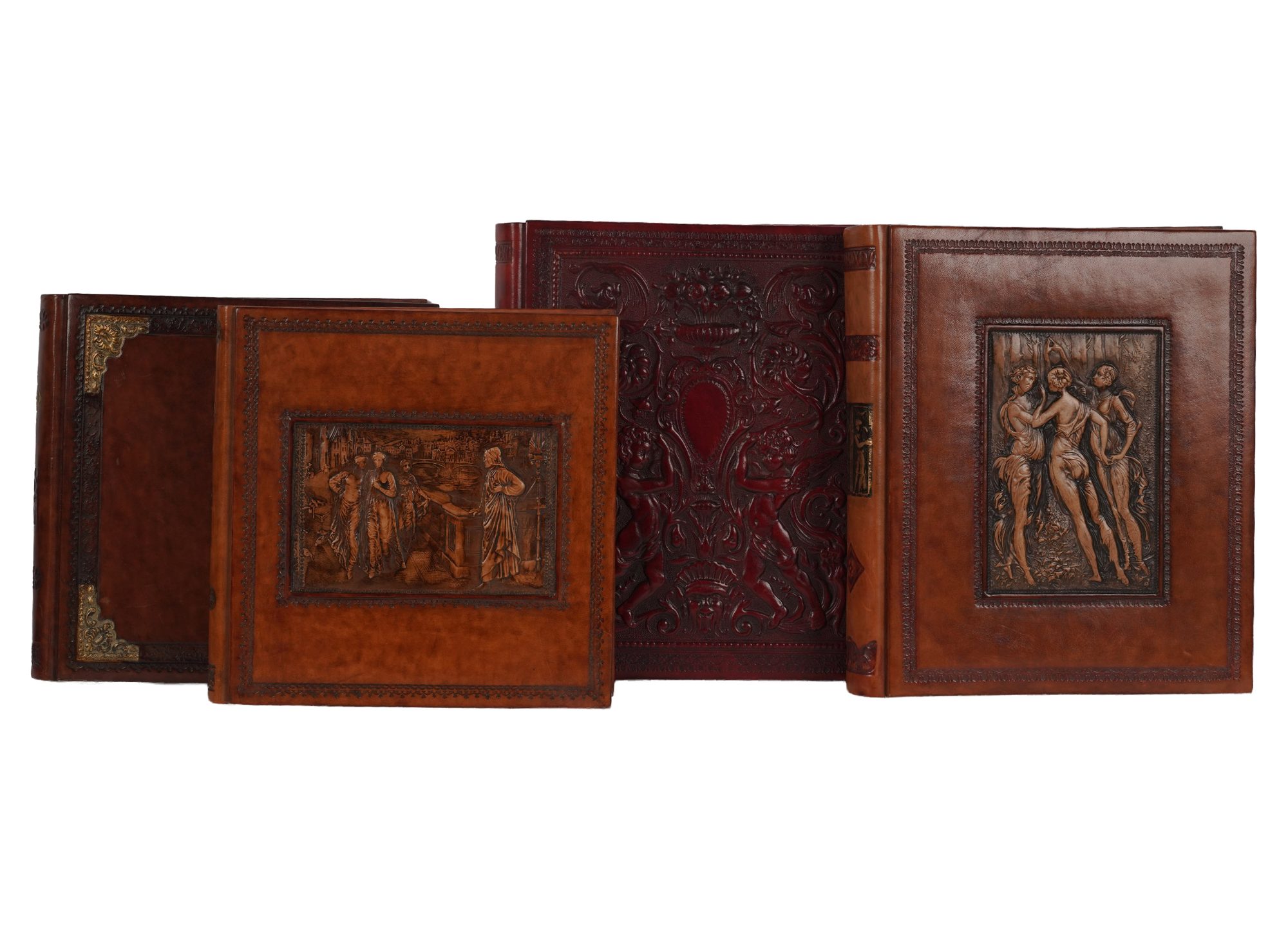 Four Italian Leather Bound Albums