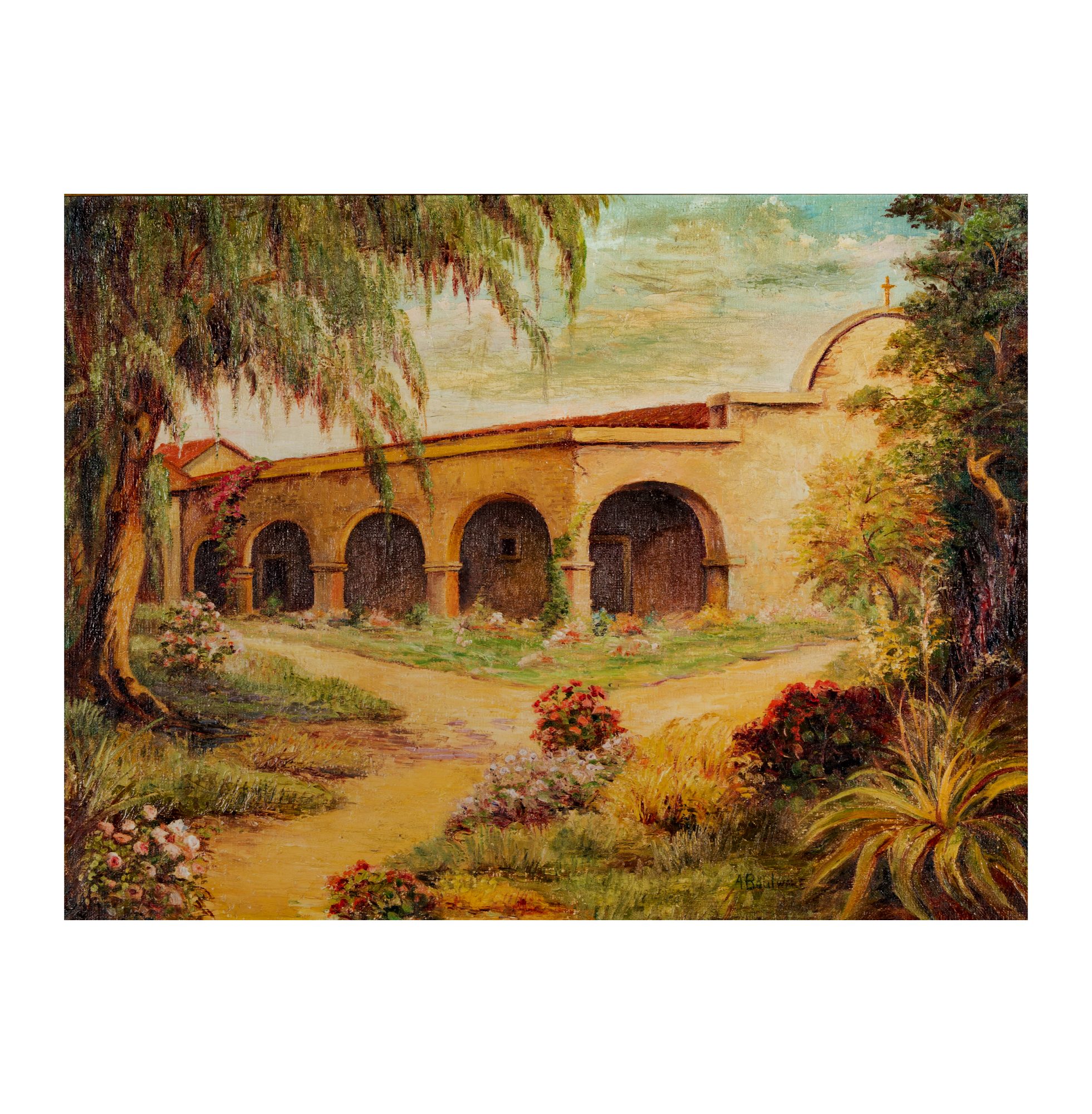 Signed Painting of a Mission