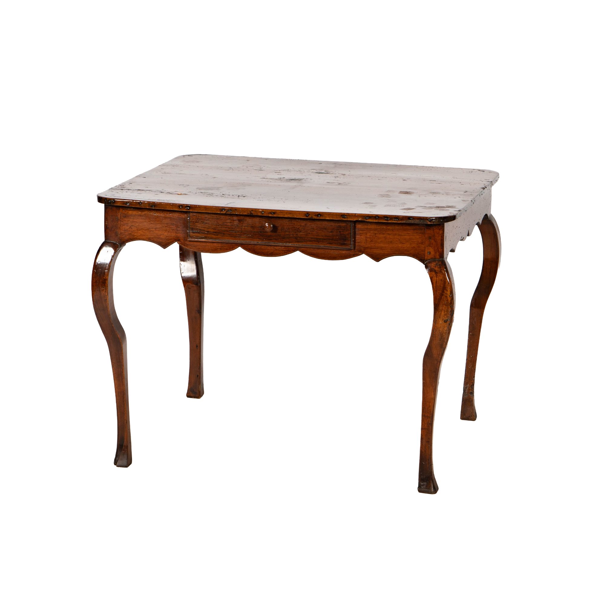 Louis XV-Style Walnut Single-Drawer Table