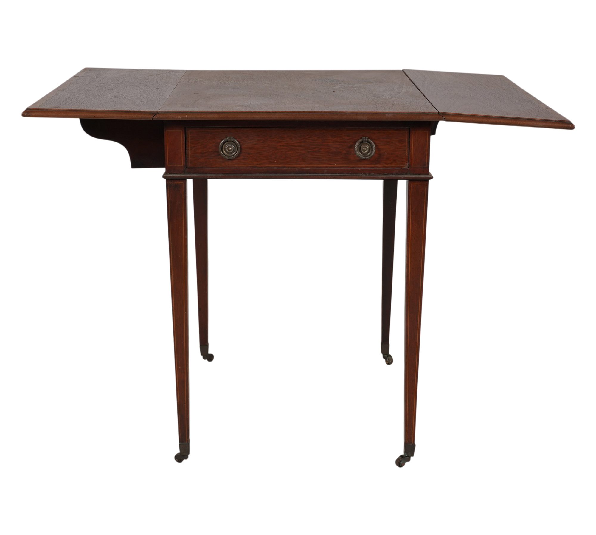 Walnut Inlaid Drop-Leaf Side Table