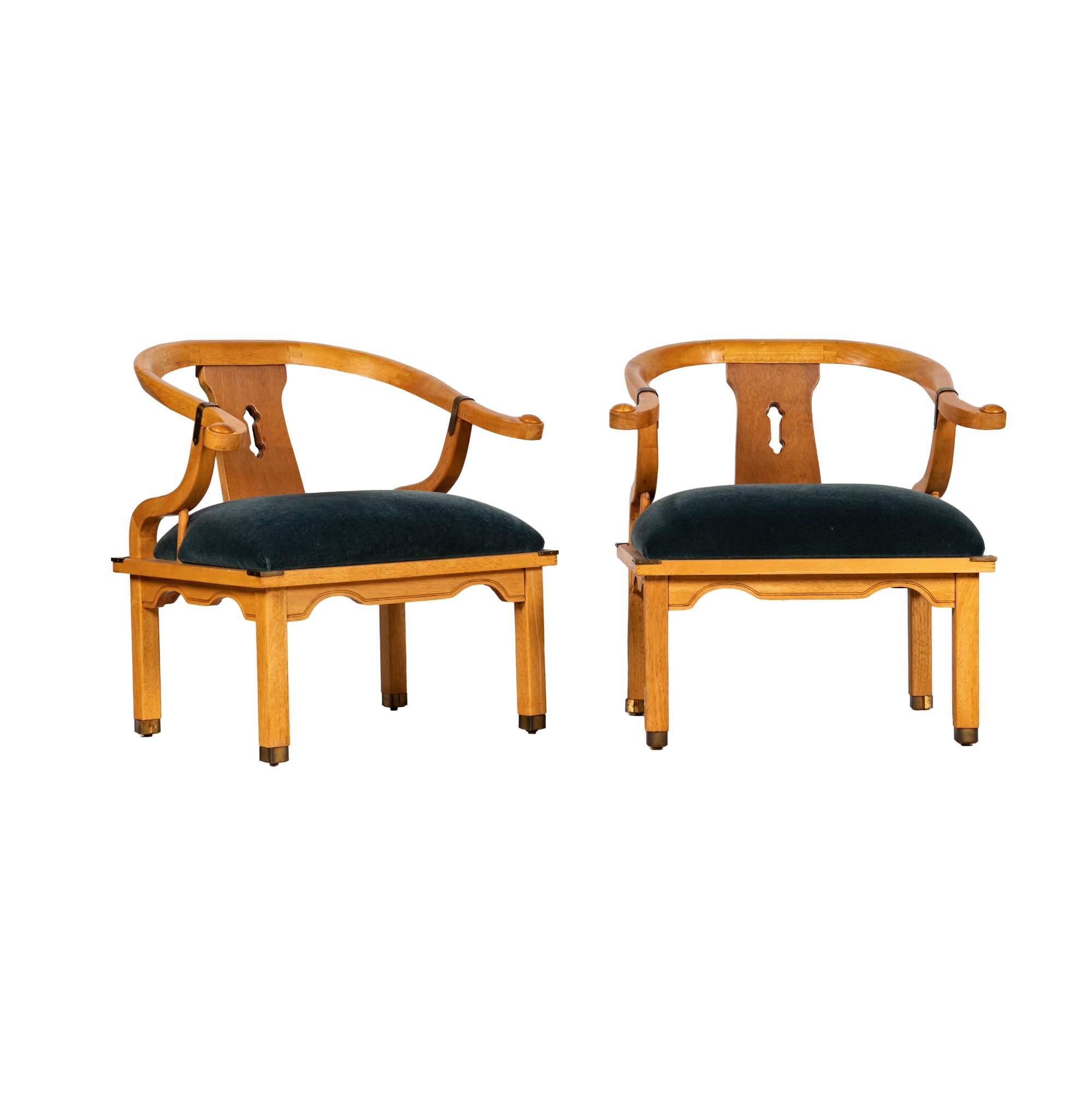 Pair of Asian Horseshoe Armchairs