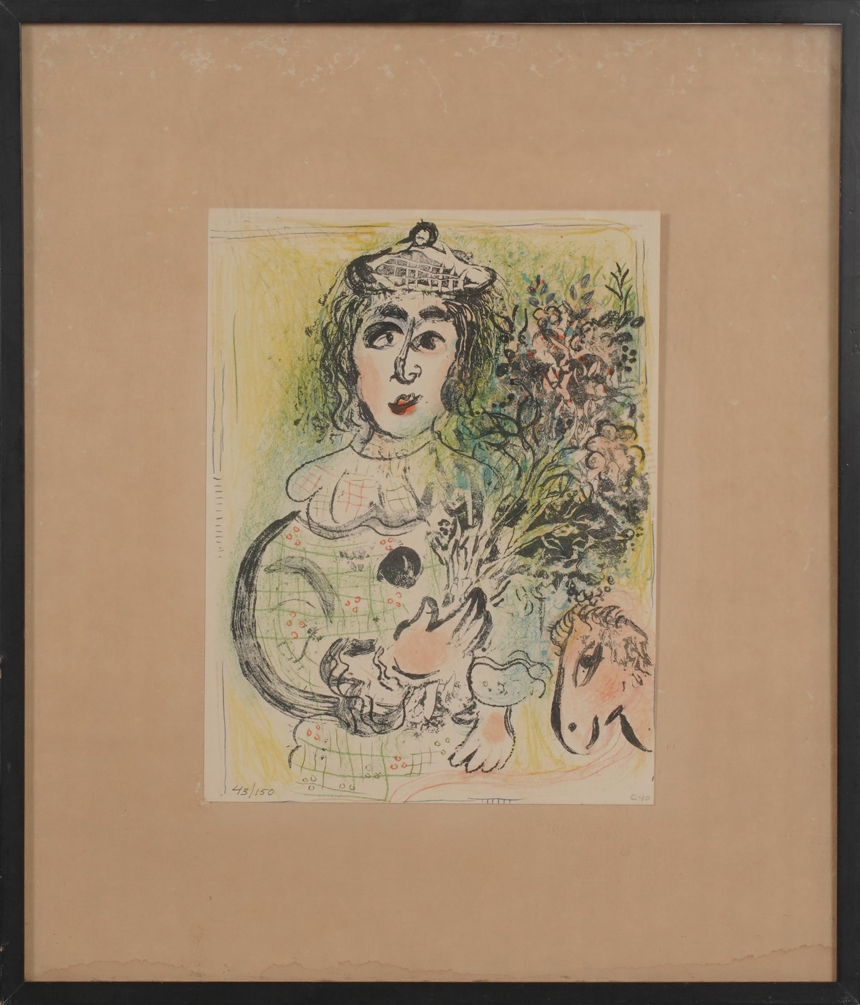After Marc Chaggal,"The Clown with Flowers"