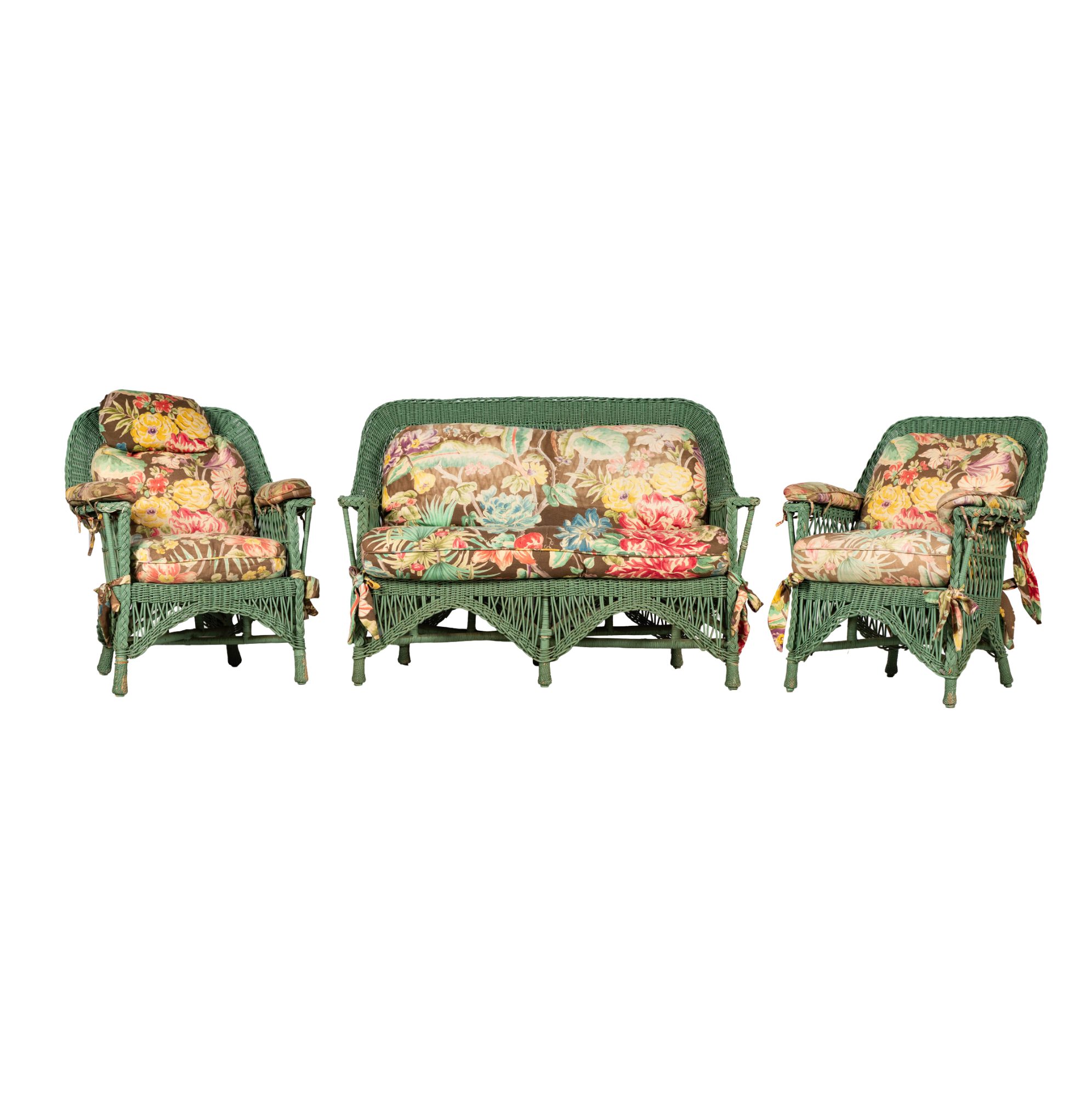 Three-Piece Painted Wicker Salon Set