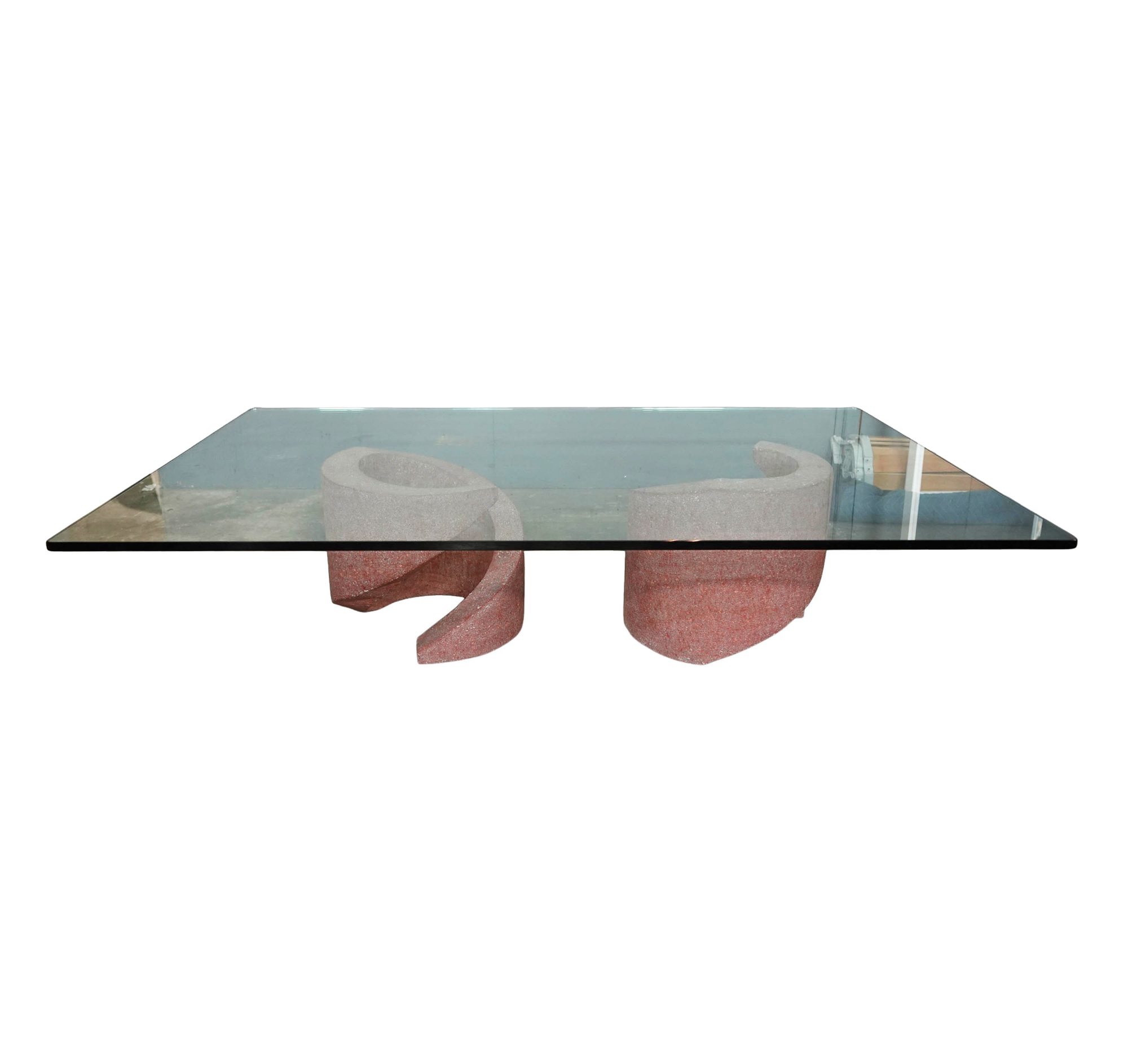 Terracotta and Glass Sculptural Coffee Table