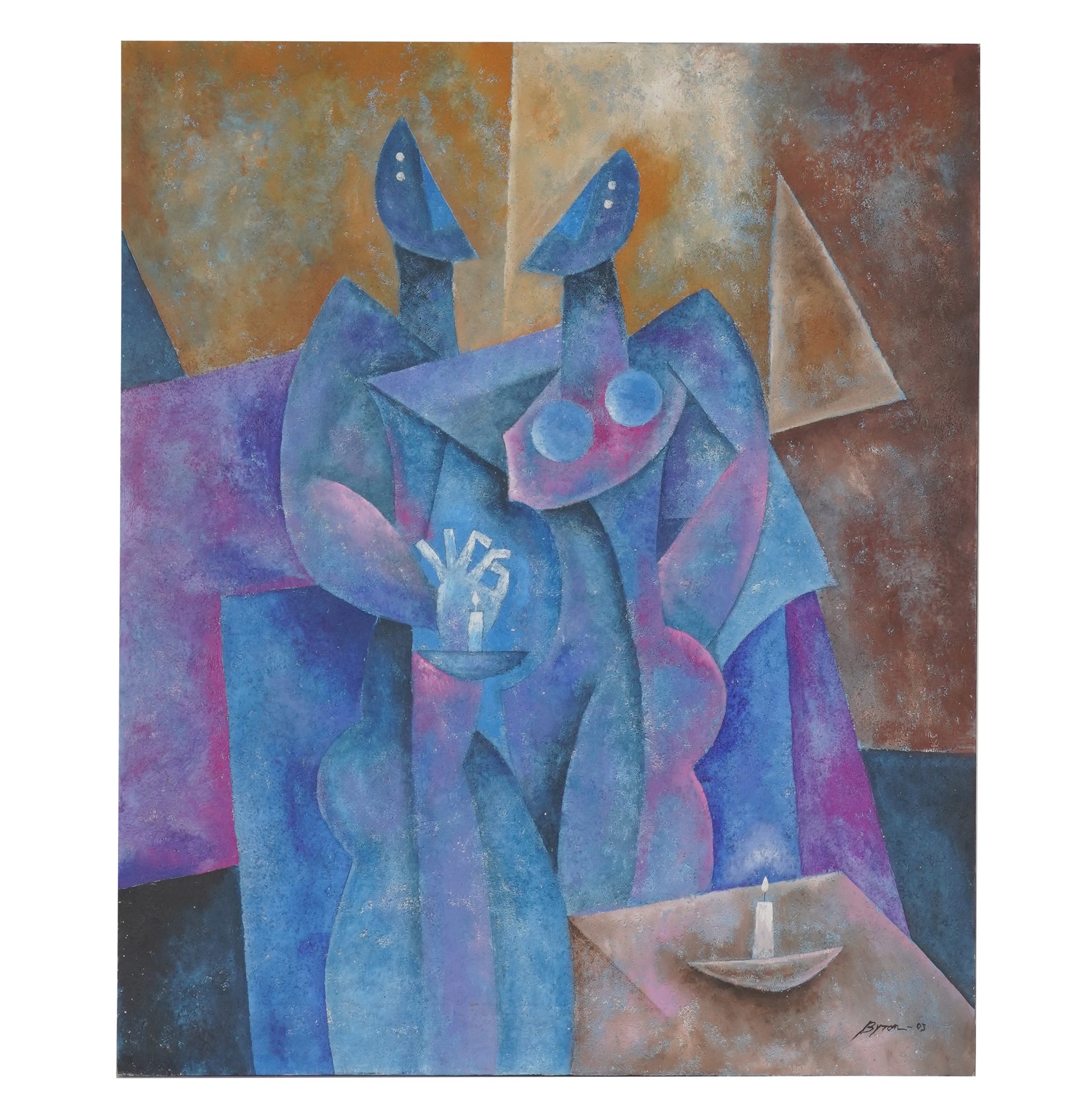 Attributed to Byron Galvez (1941-2009) Abstract Figures with Candle