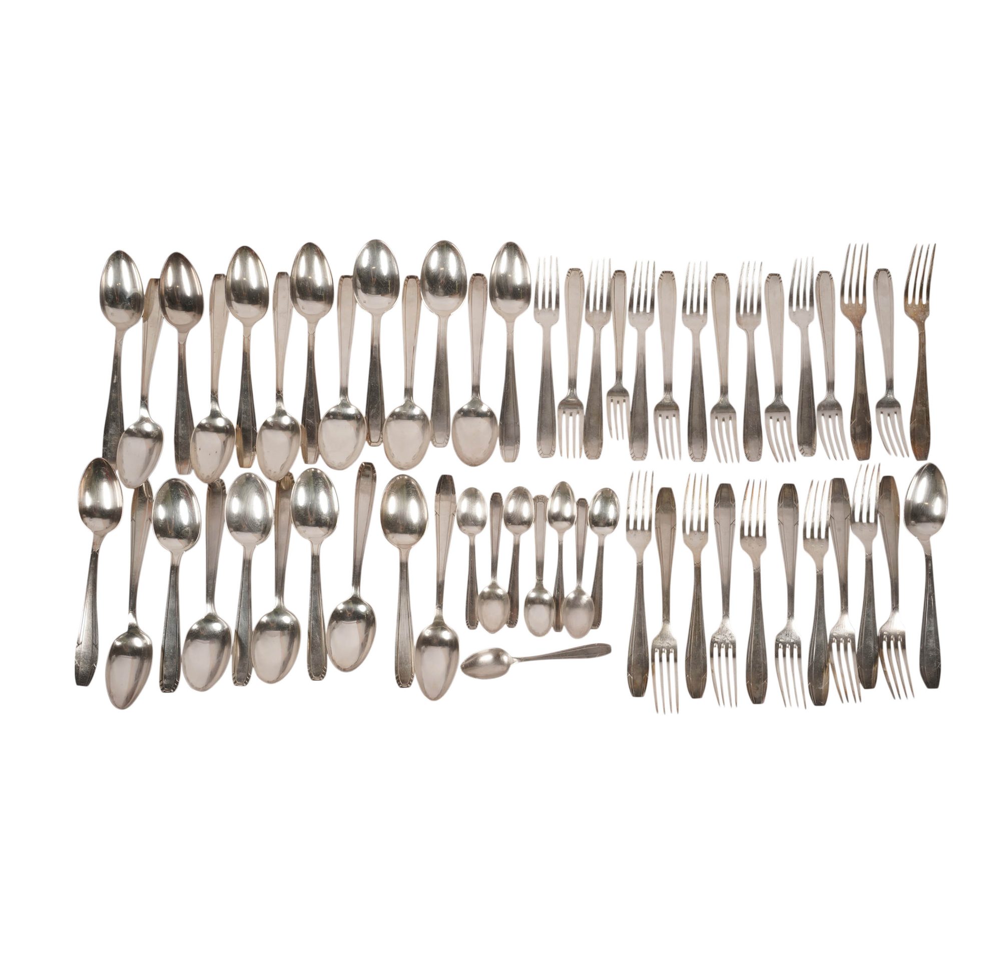 Assembled Set of Russian .84 Silver Flatware