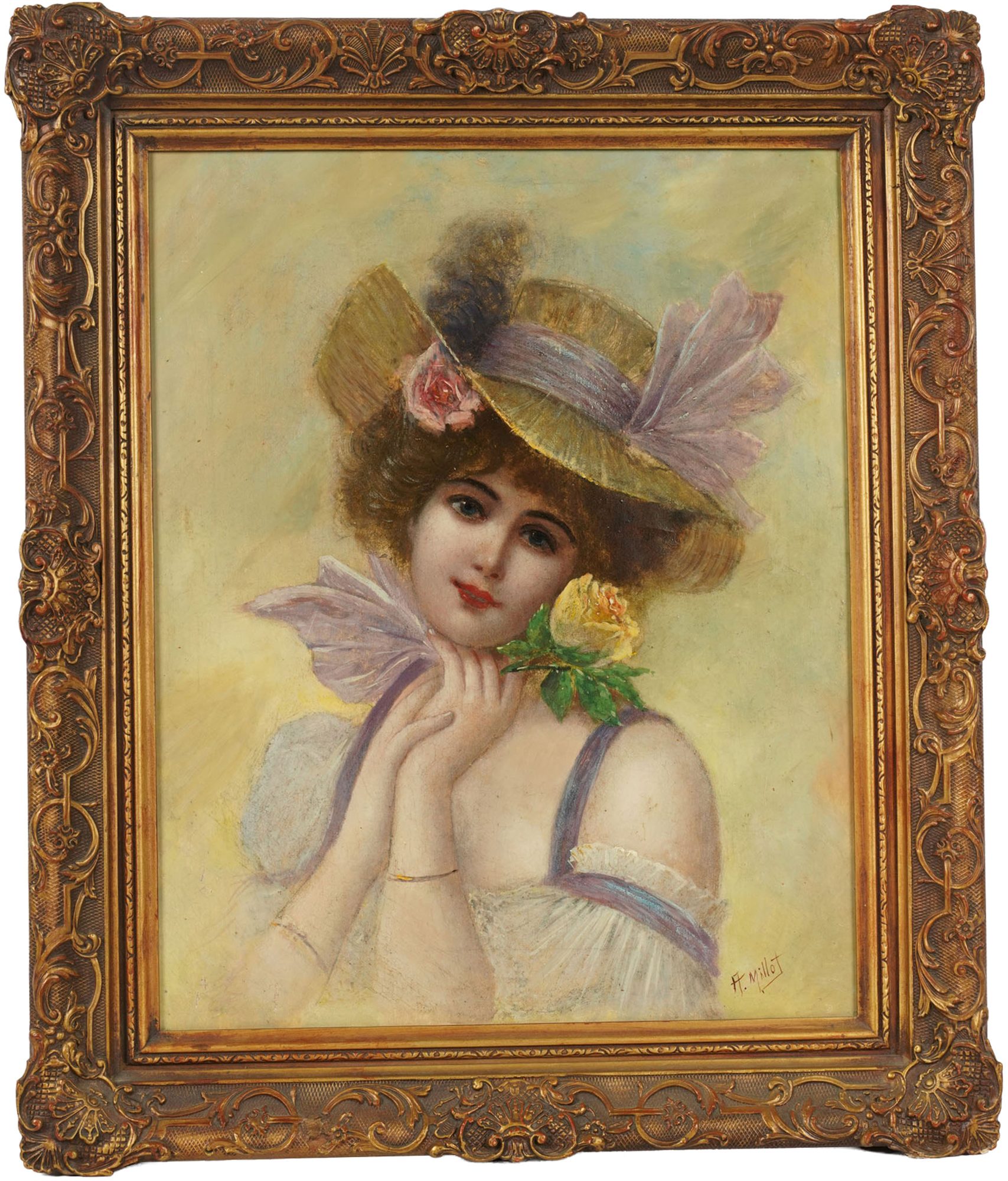 Adolphe Philippe Millot, French, 1857 - 1921, Woman with Rose