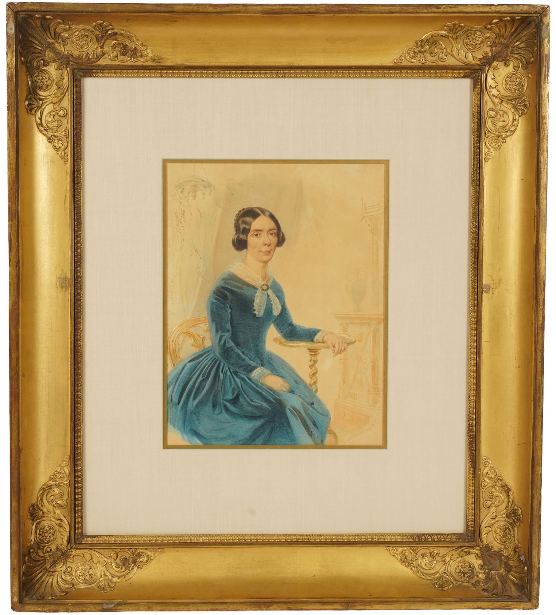 Carl Hartmann, 1818 - 1857, Lady in Blue Dress