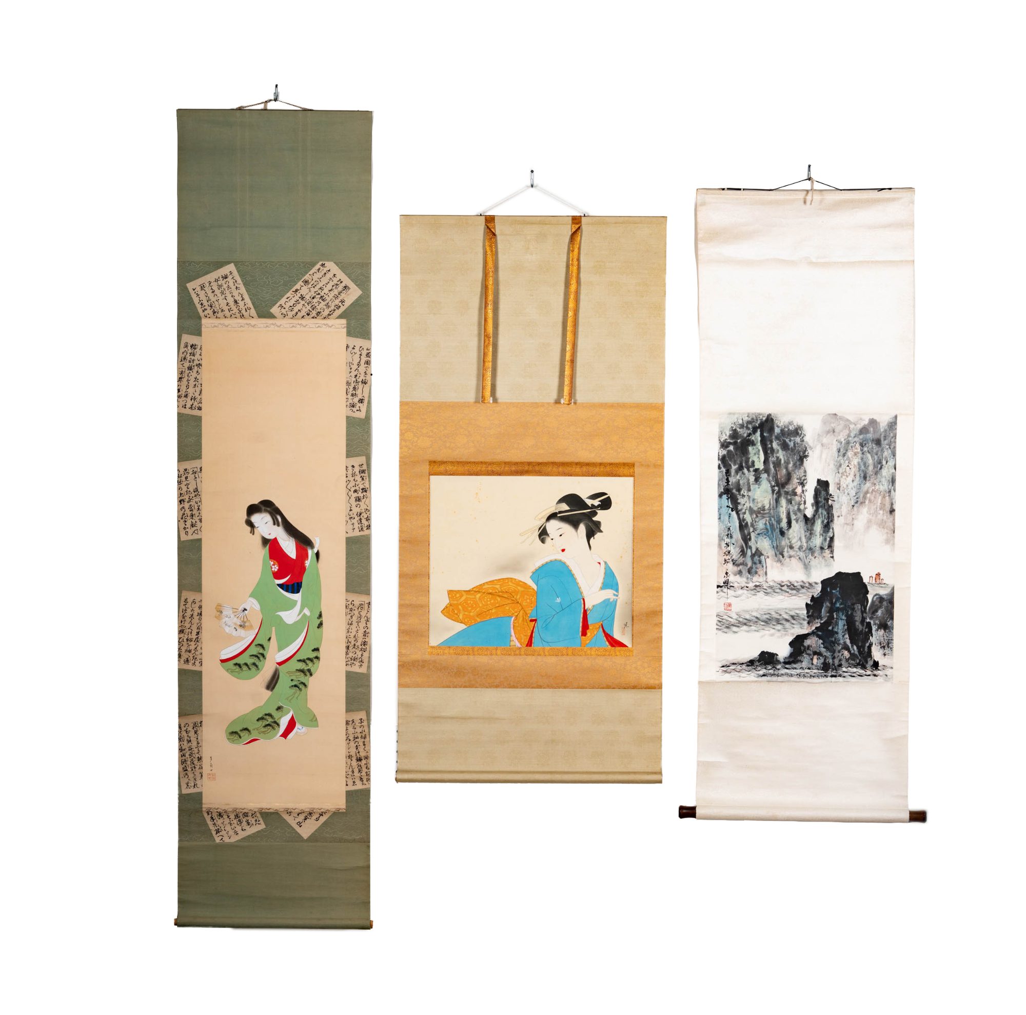 Three Scroll Paintings