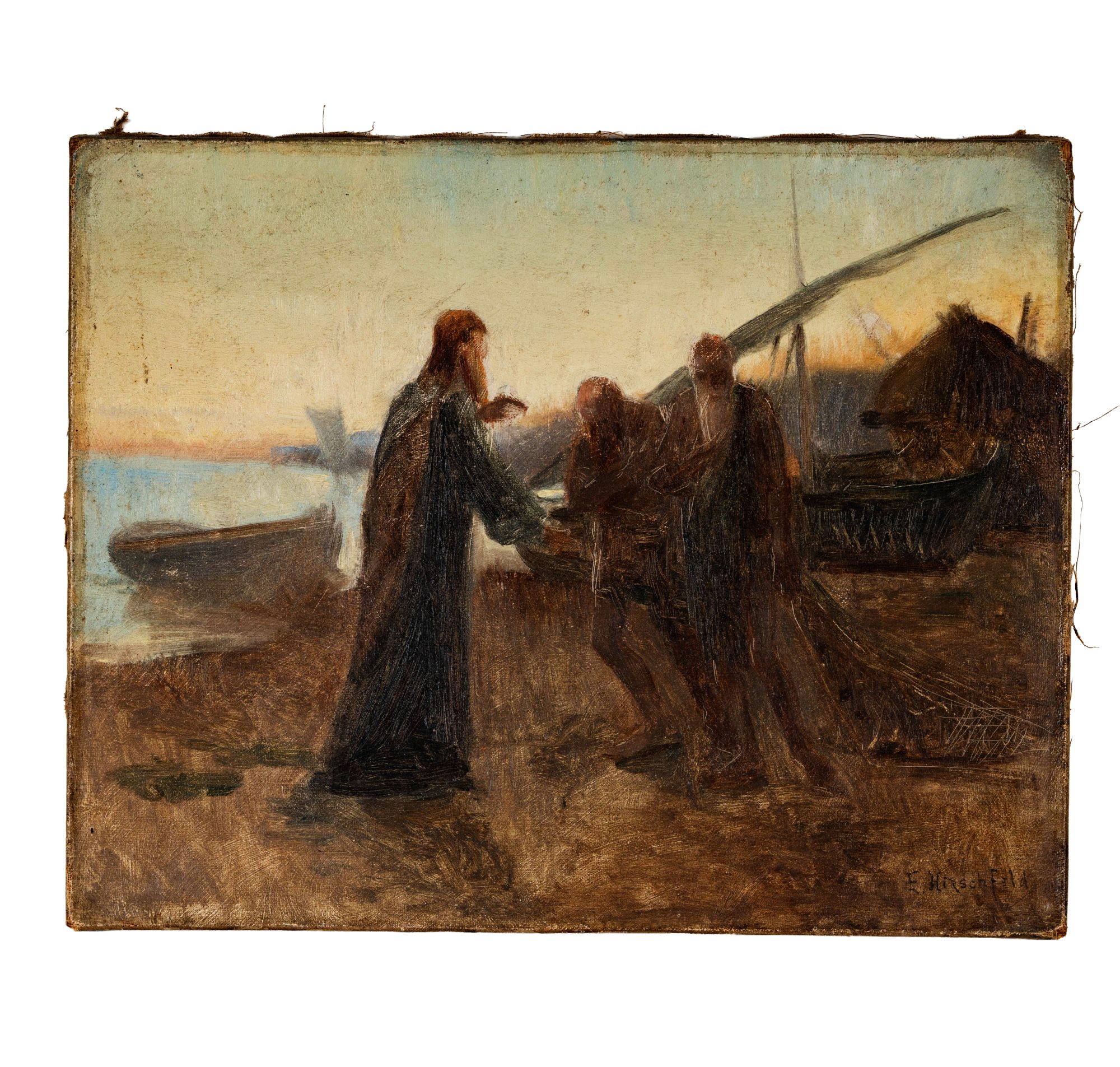 Antique Landscape of Figures by a Coast