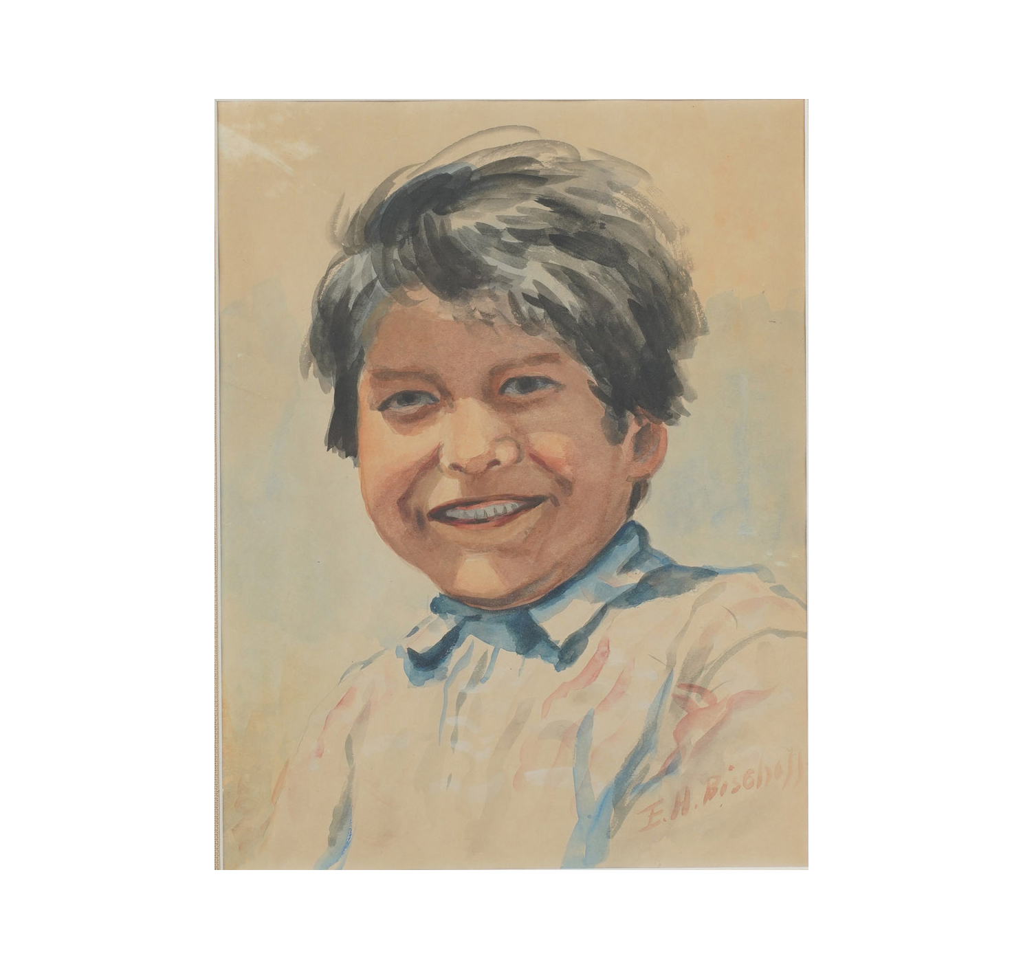 E H Bischoff (1880-1954); Portrait of a Native American Boy