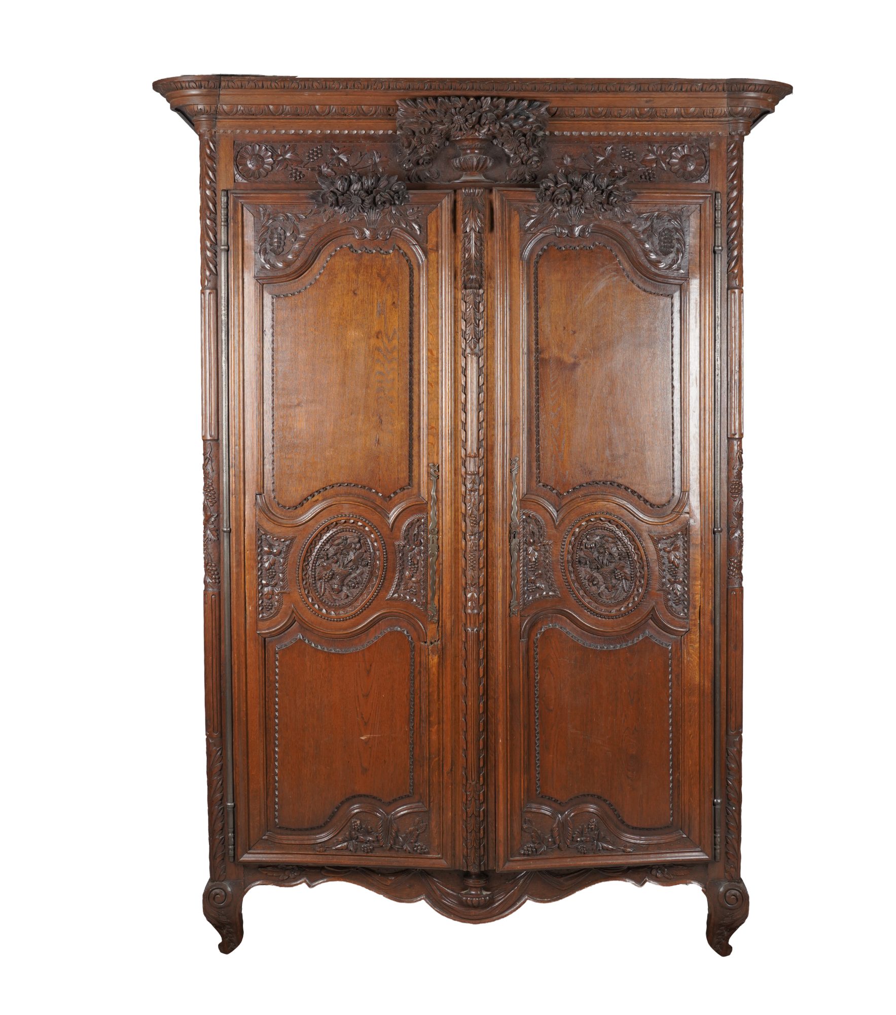 Brittany Style Carved Wood Two-Door Armoire