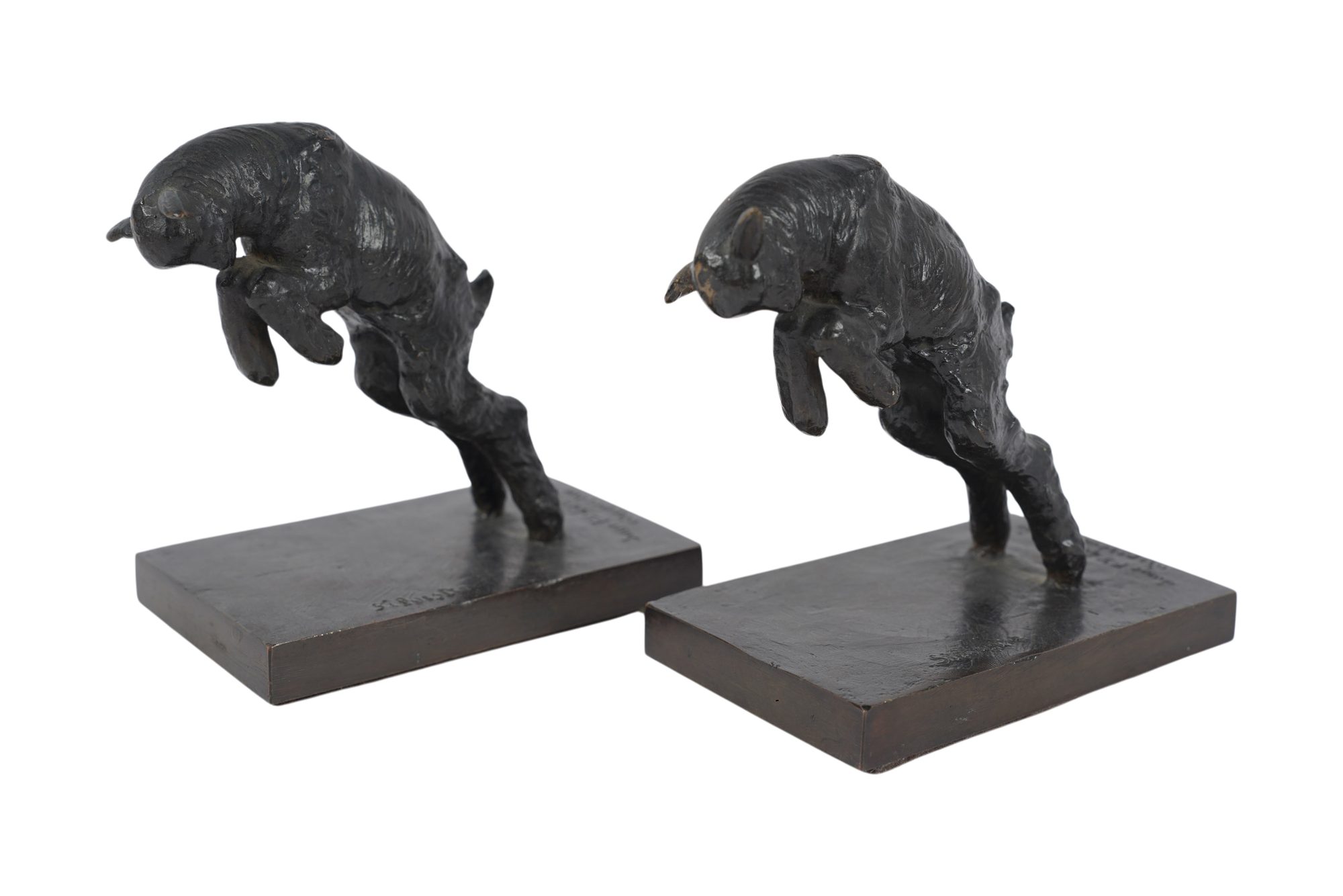 A Pair of Paul Silvestre (1884-1976) Chevrot Bronze Bookends
