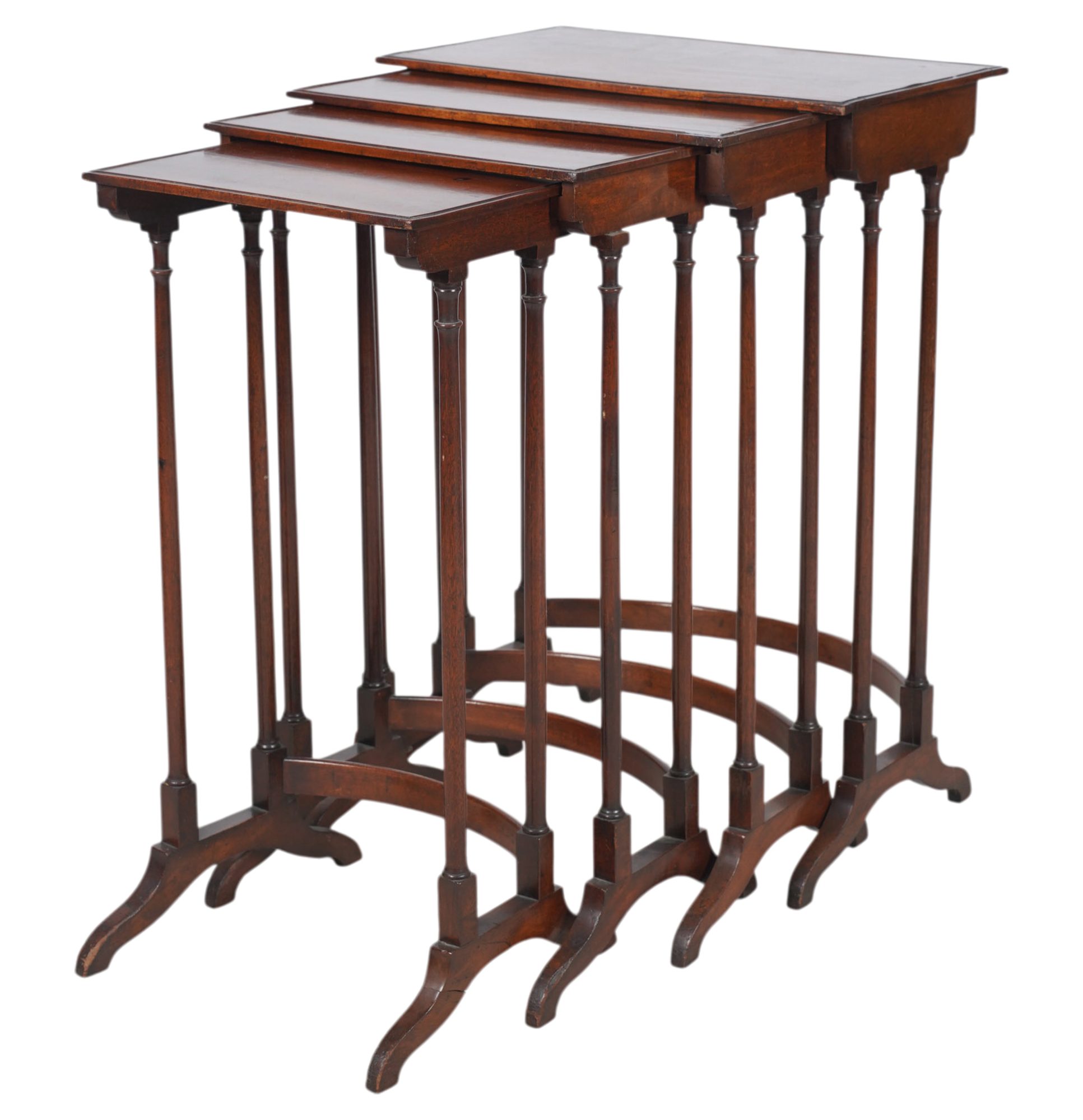 A Set of Four English Walnut Nesting Tables