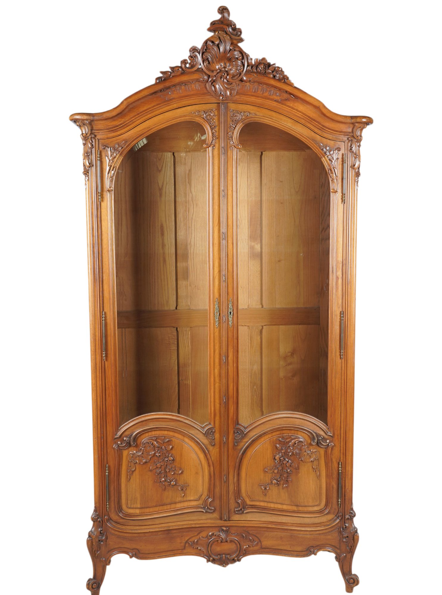 Louis XV-Style Glass Front Two-Door Bookcase