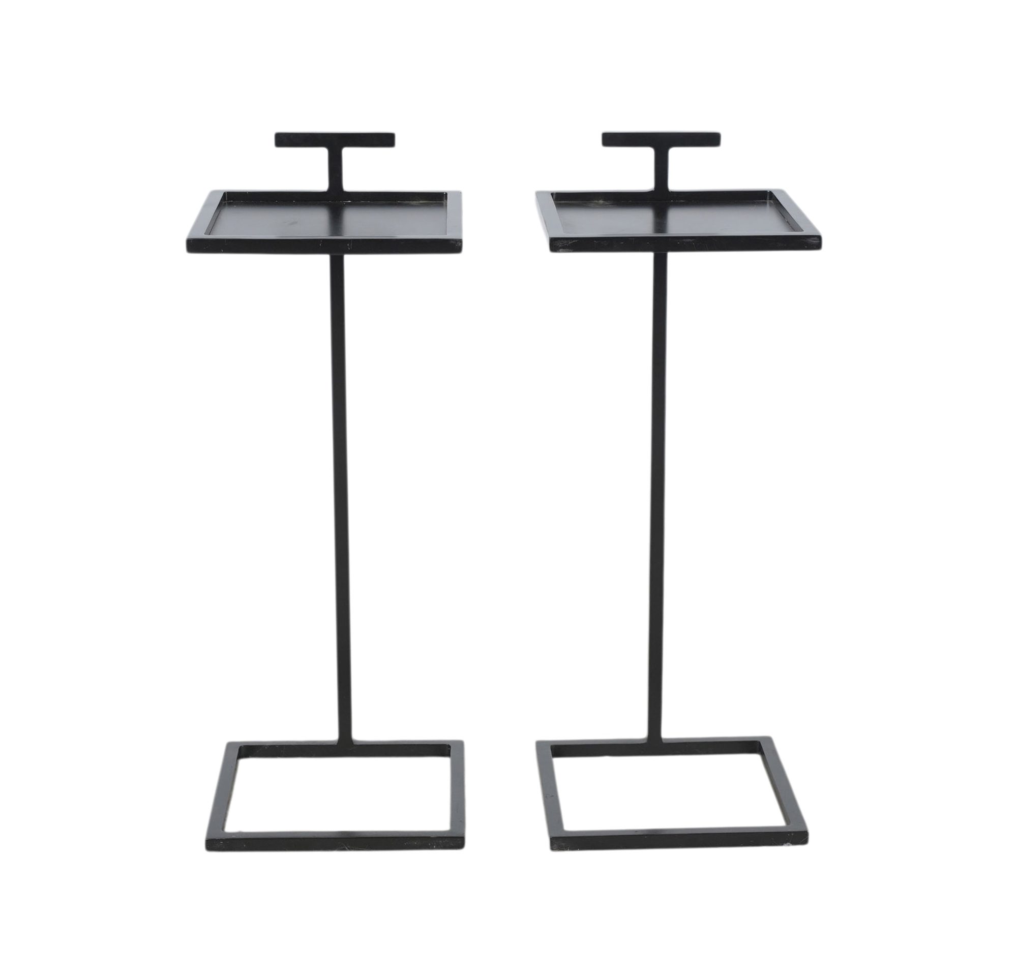A Pair of Restoration Hardware Black Metal Cocktail Stands