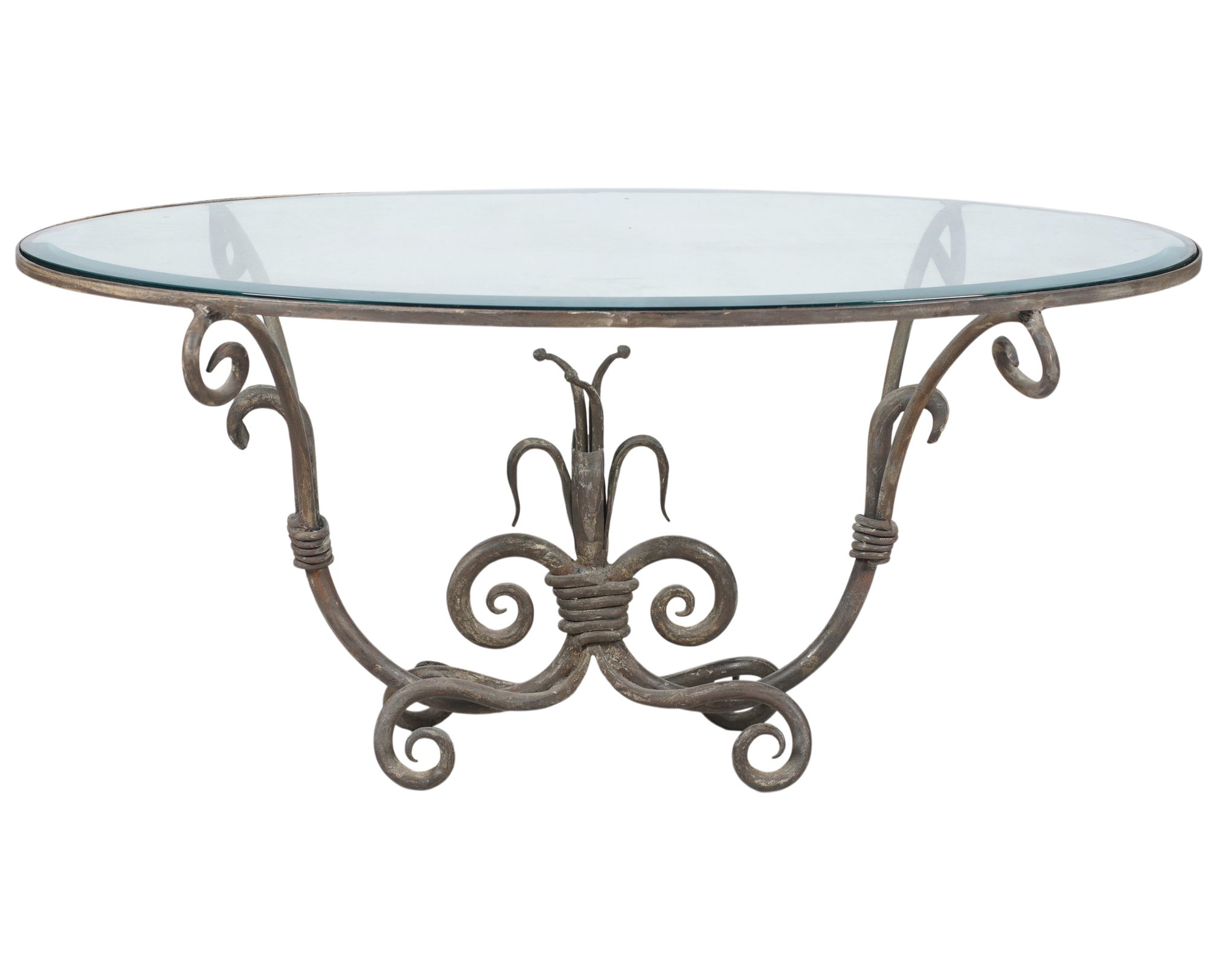 Metal and Glass Oval Coffee Table