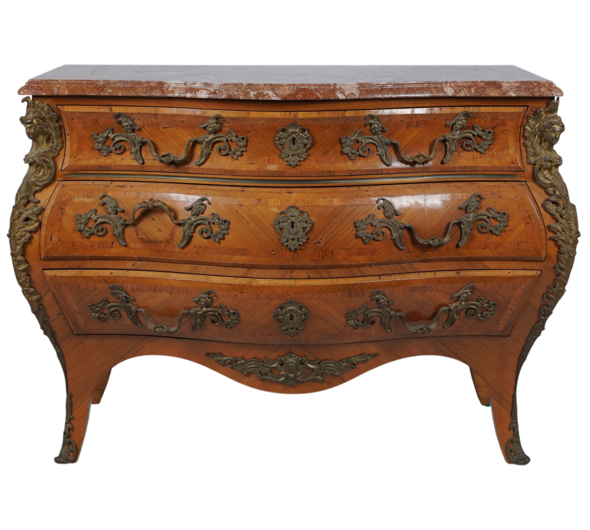 Louis XV-Style Fruitwood Inlaid Commode
