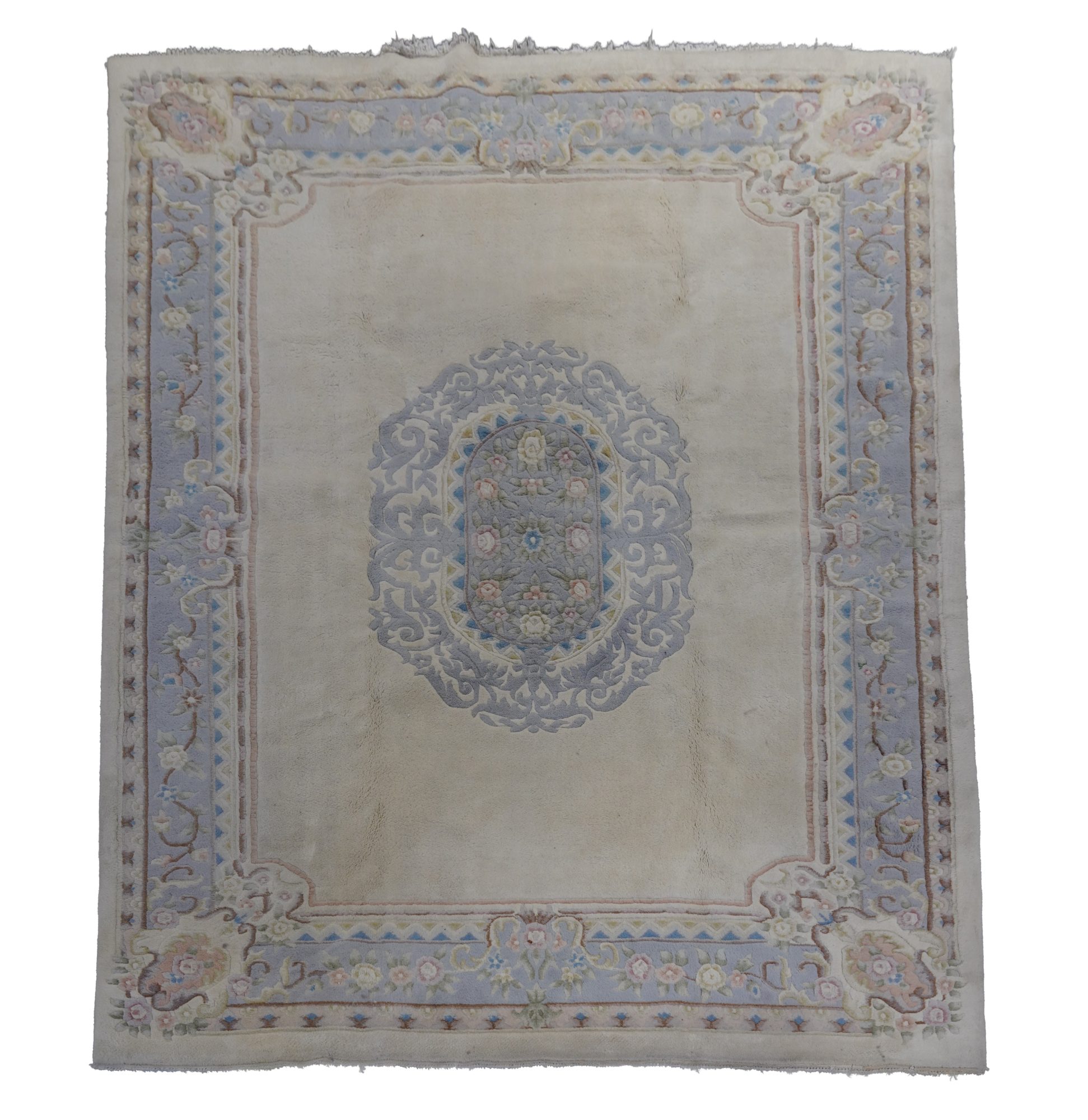Large Floral Beige Area Rug