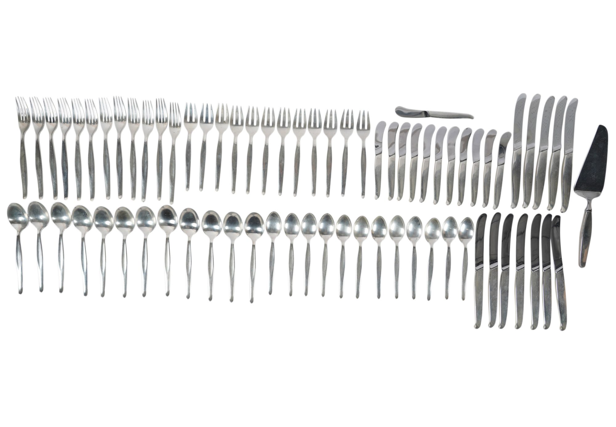 A Towel Contour Sterling Silver Flatware Service for Twelve