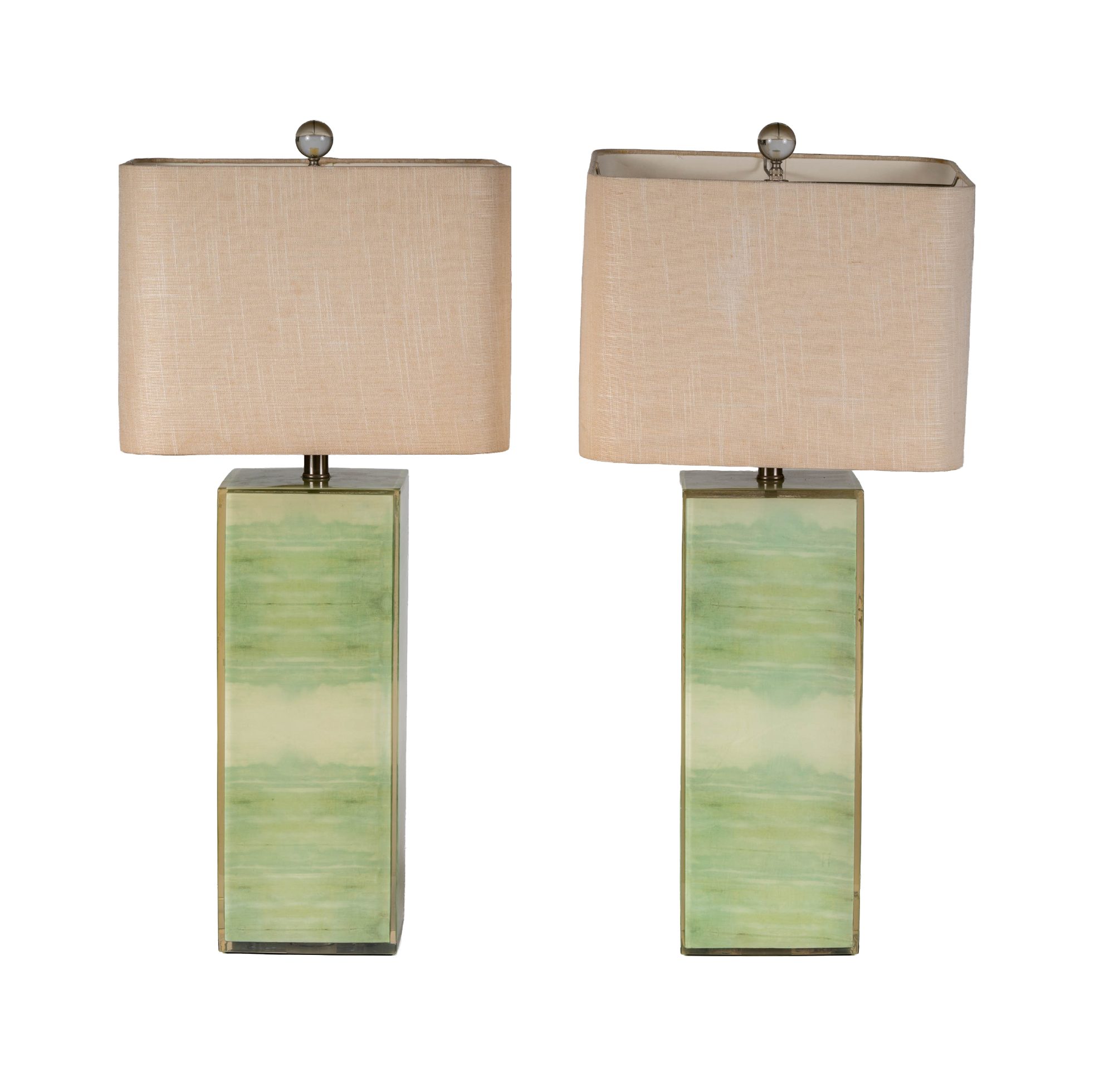 Pair of John Richard Reverse-Painted Acrylic Table Lamps