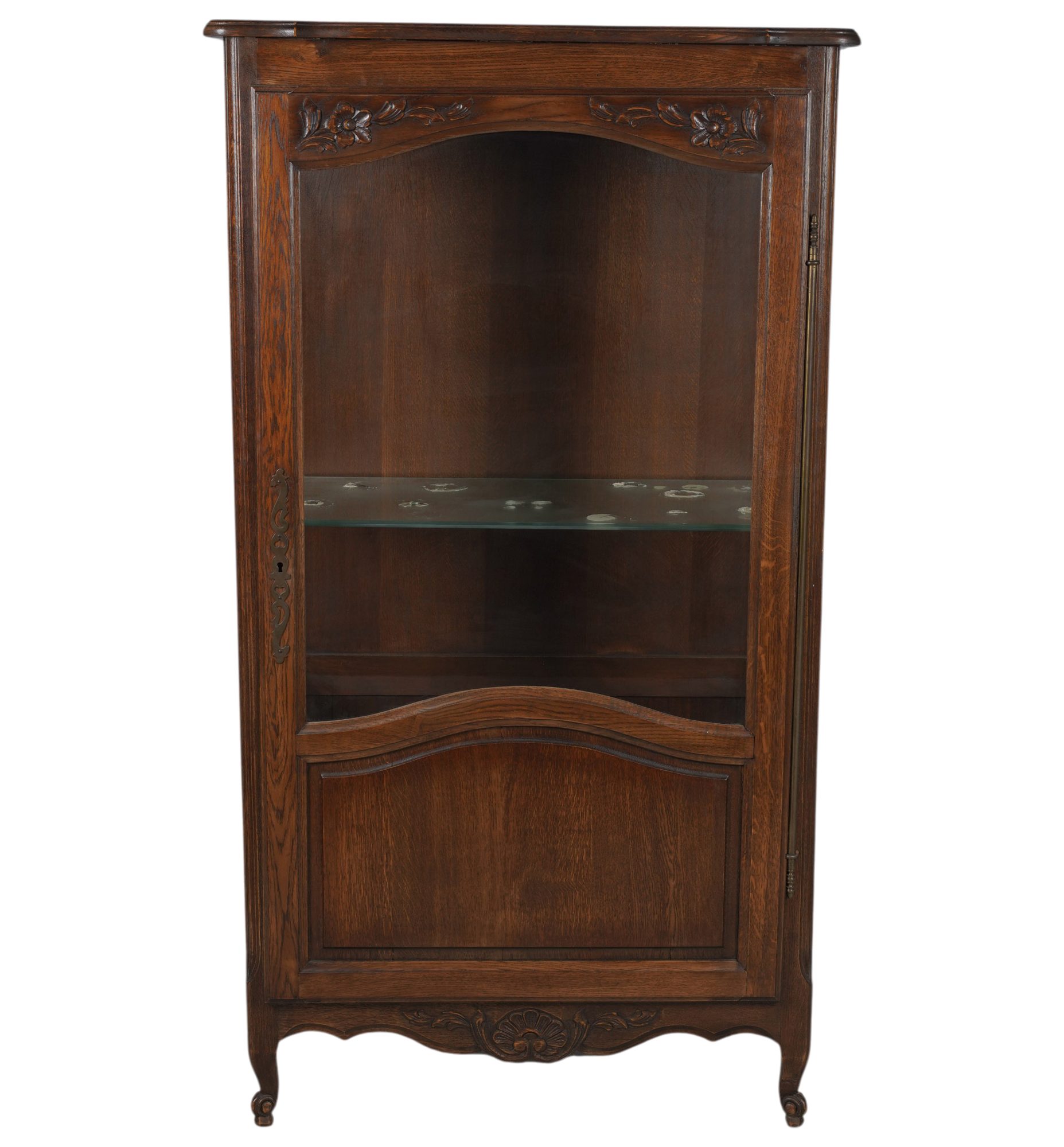 French Carved Wood Single Door Vitrine