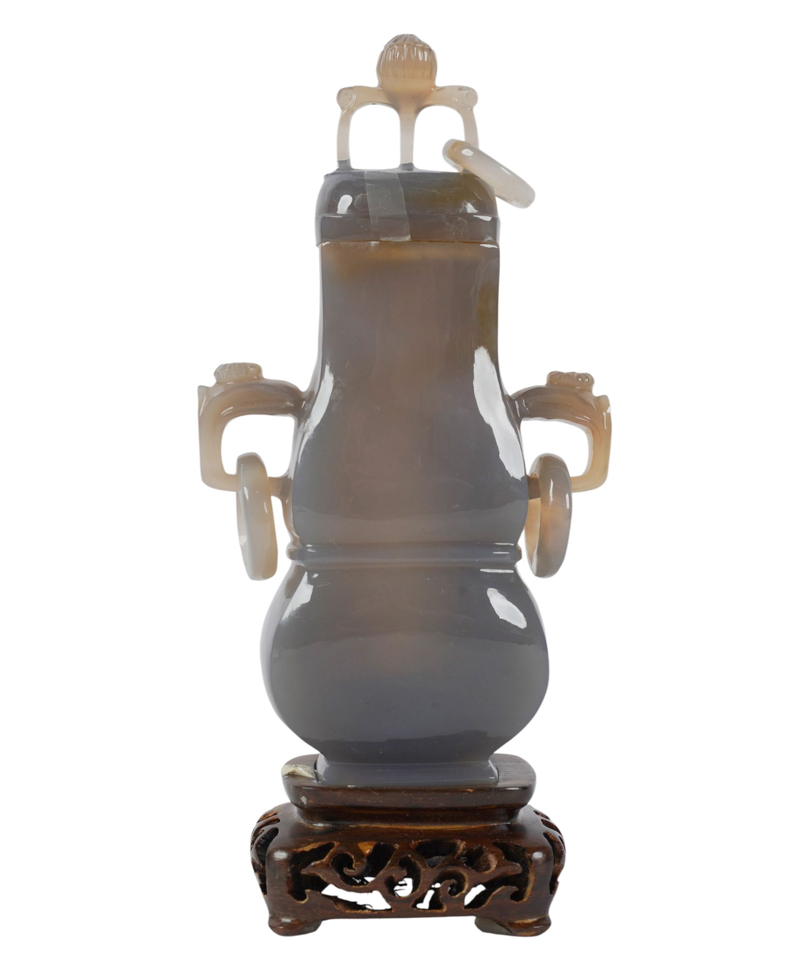 A Chinese Agate Vase and Cover
