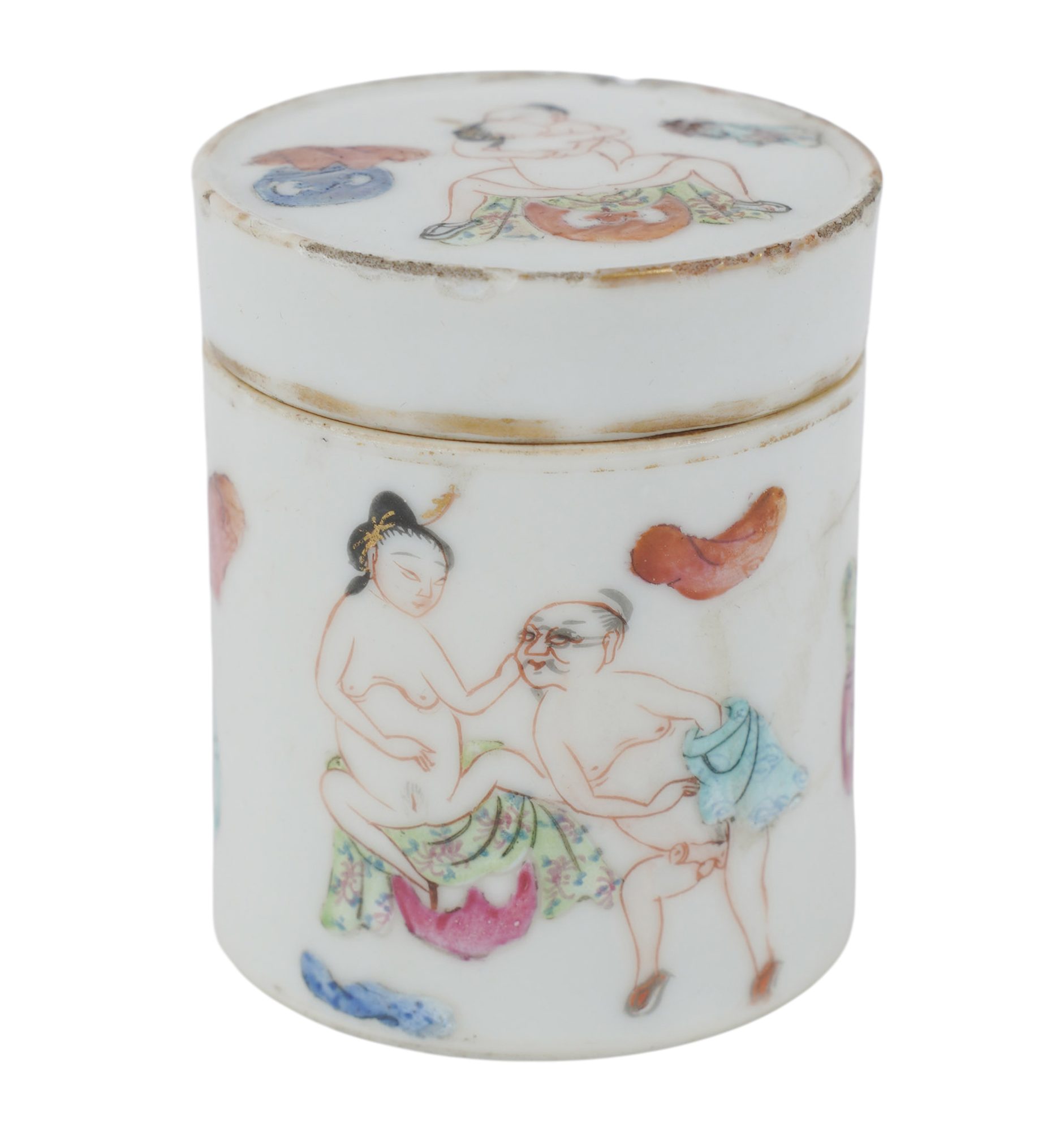 A Chinese Porcelain Enamel Painted Erotic Jar