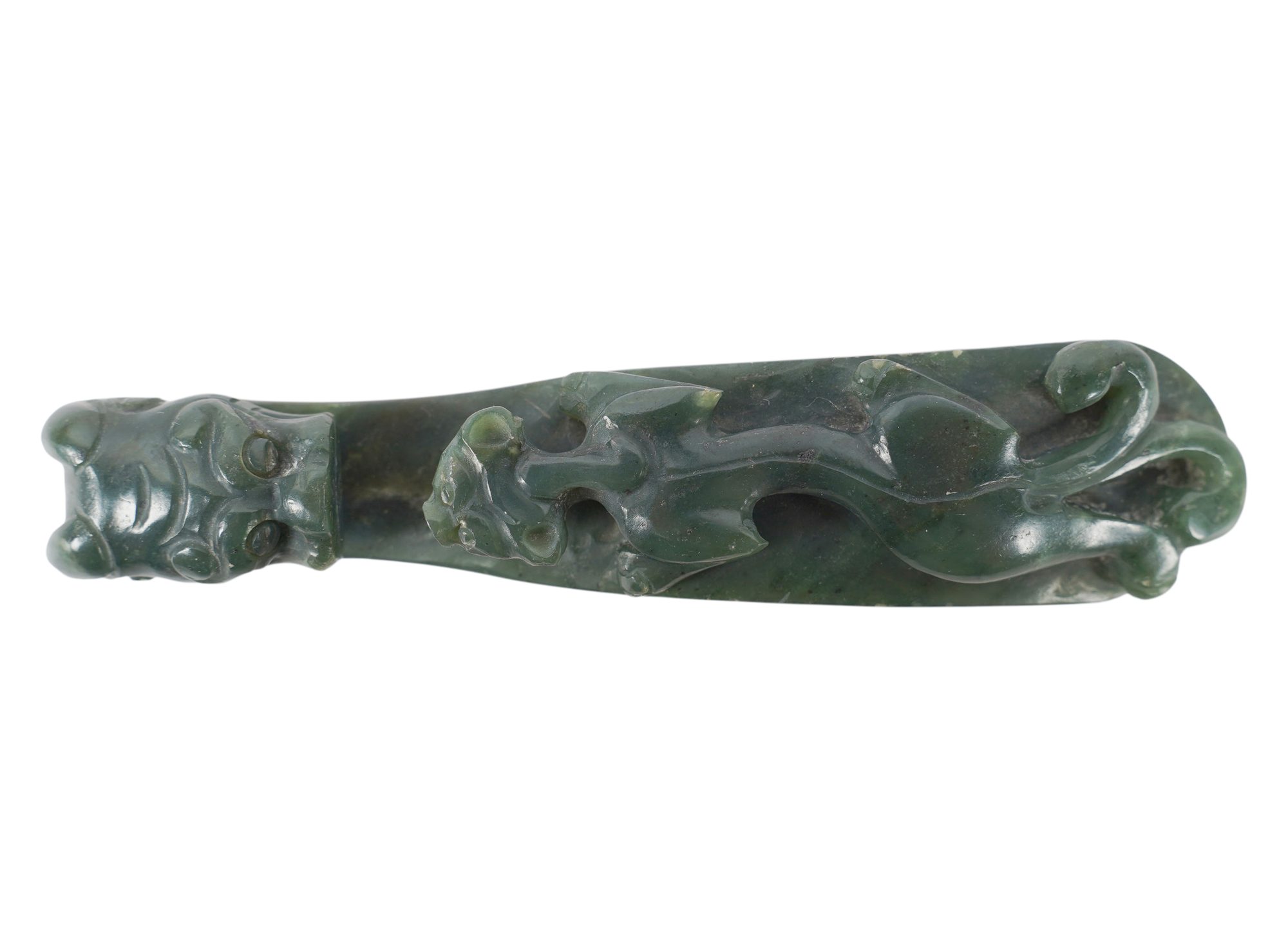A Chinese Spinach Jade Belt Hook