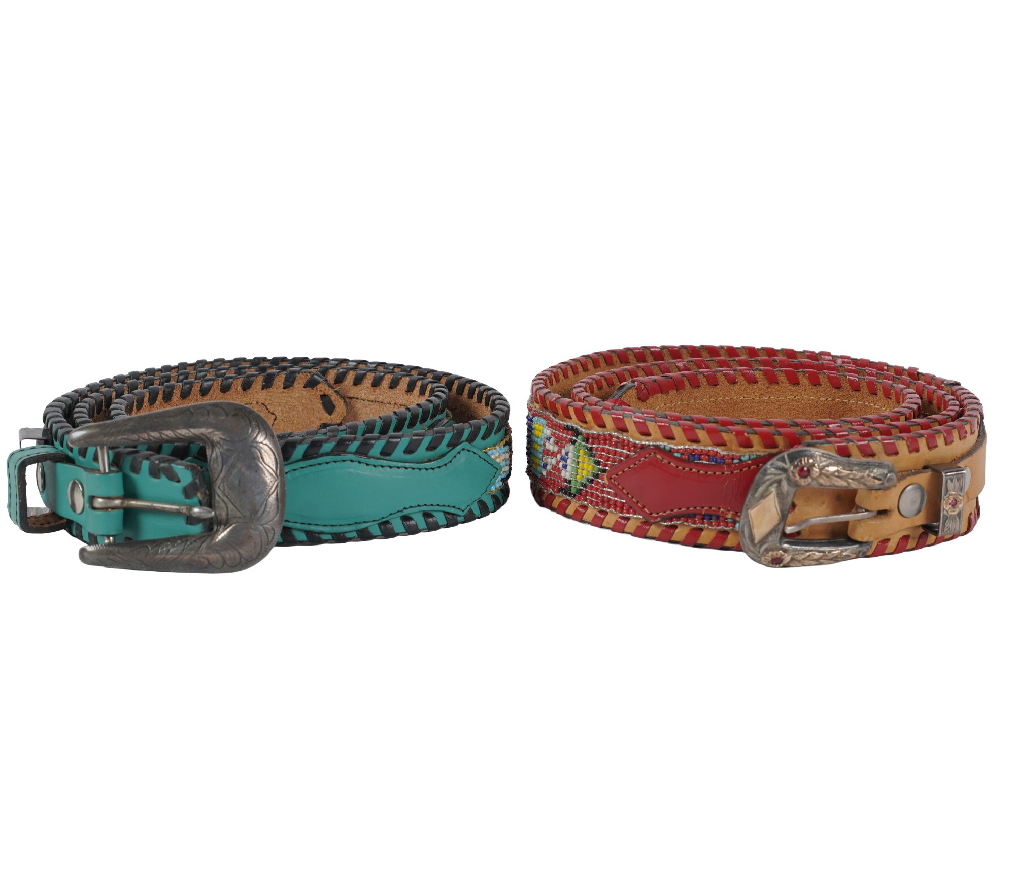 Two Vintage Beaded Ranger Belts