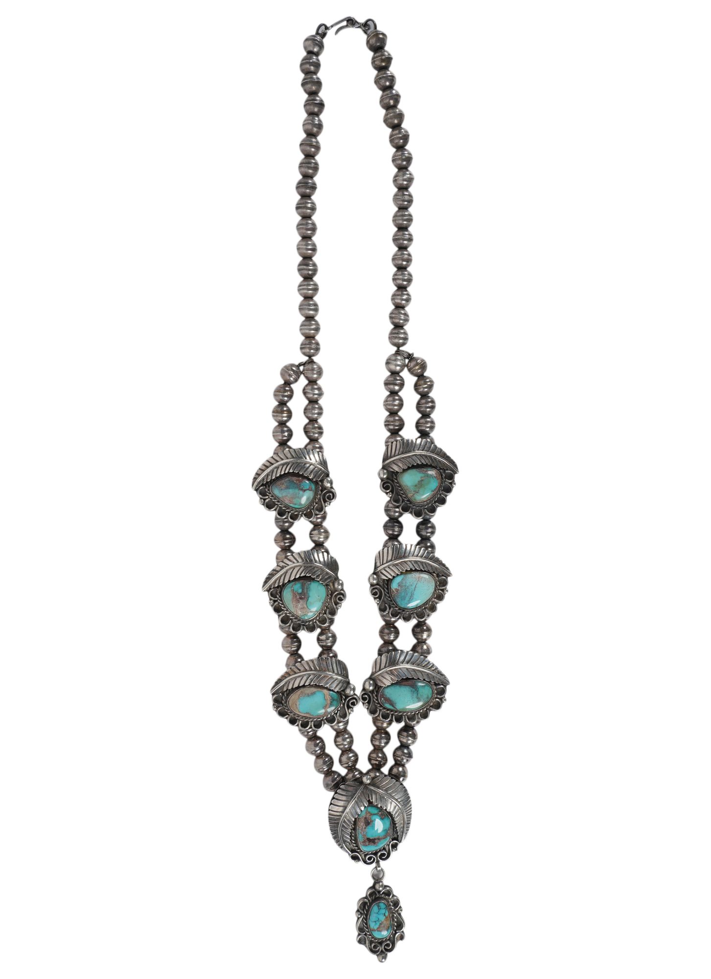 A Navajo Sterling Silver and Turquoise Necklace