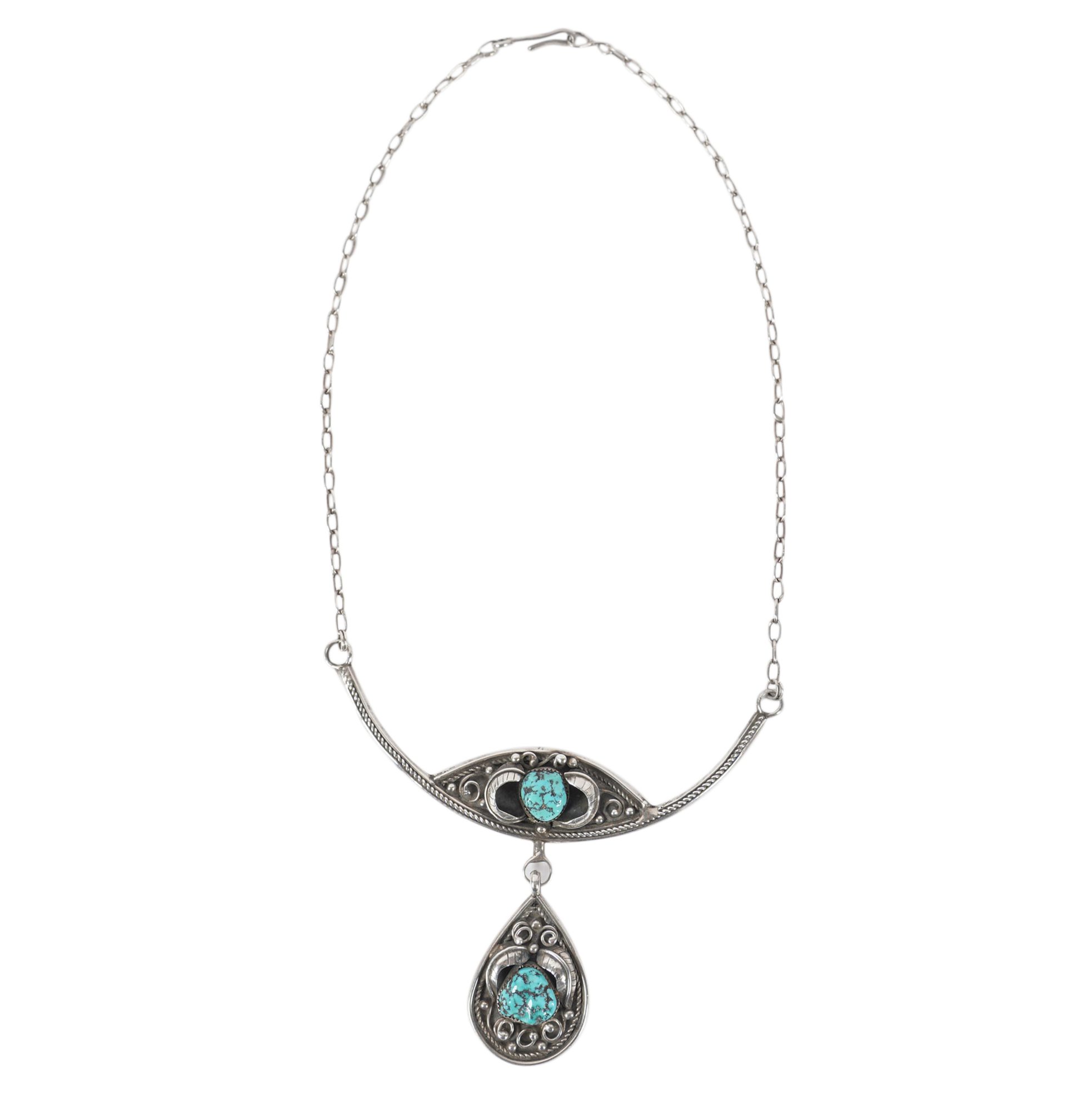 A Navajo Sterling Silver and Turquoise Necklace