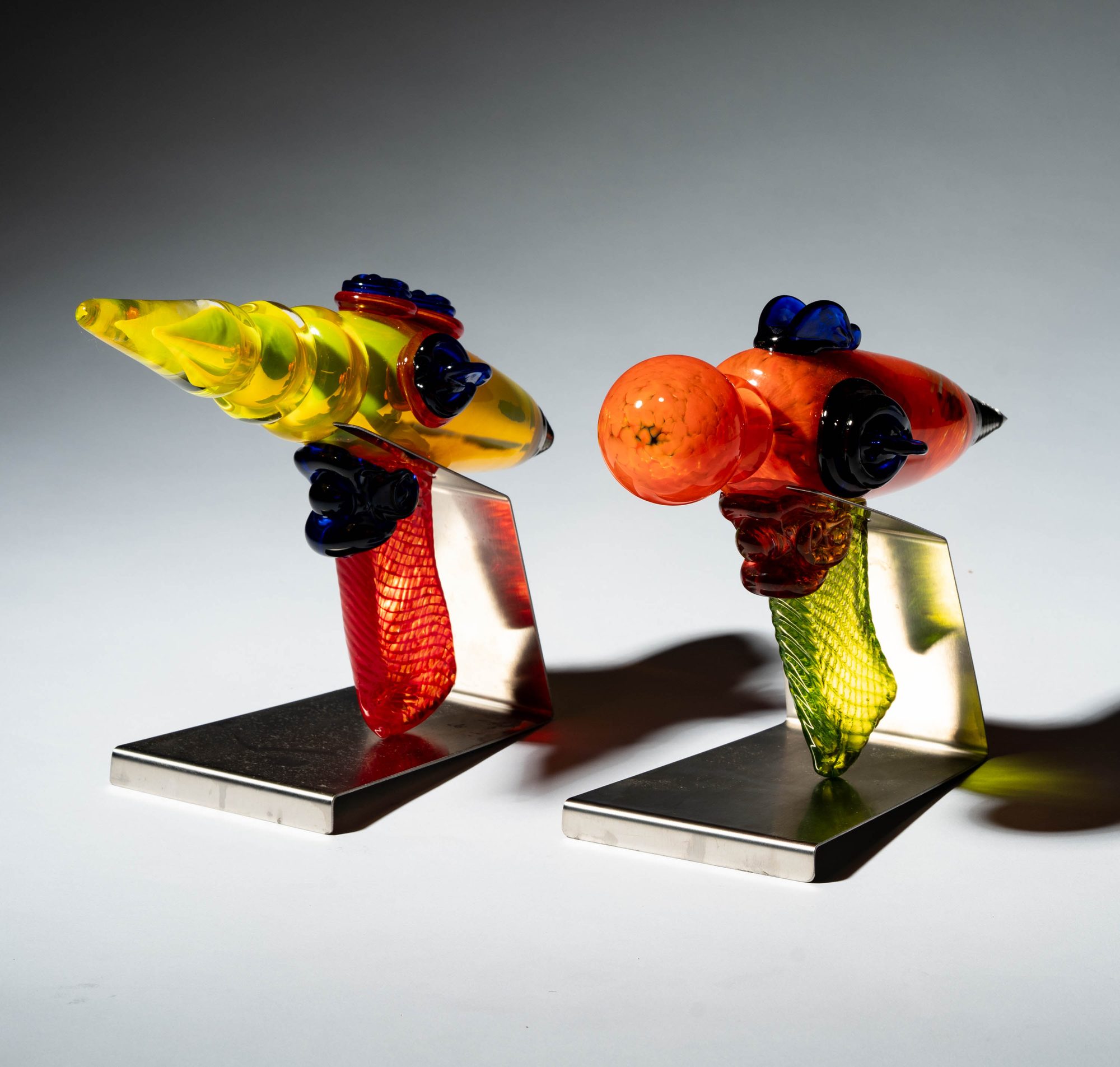 Jeff Burnette: Pair of Glass Sculpted "Ray Gunz"