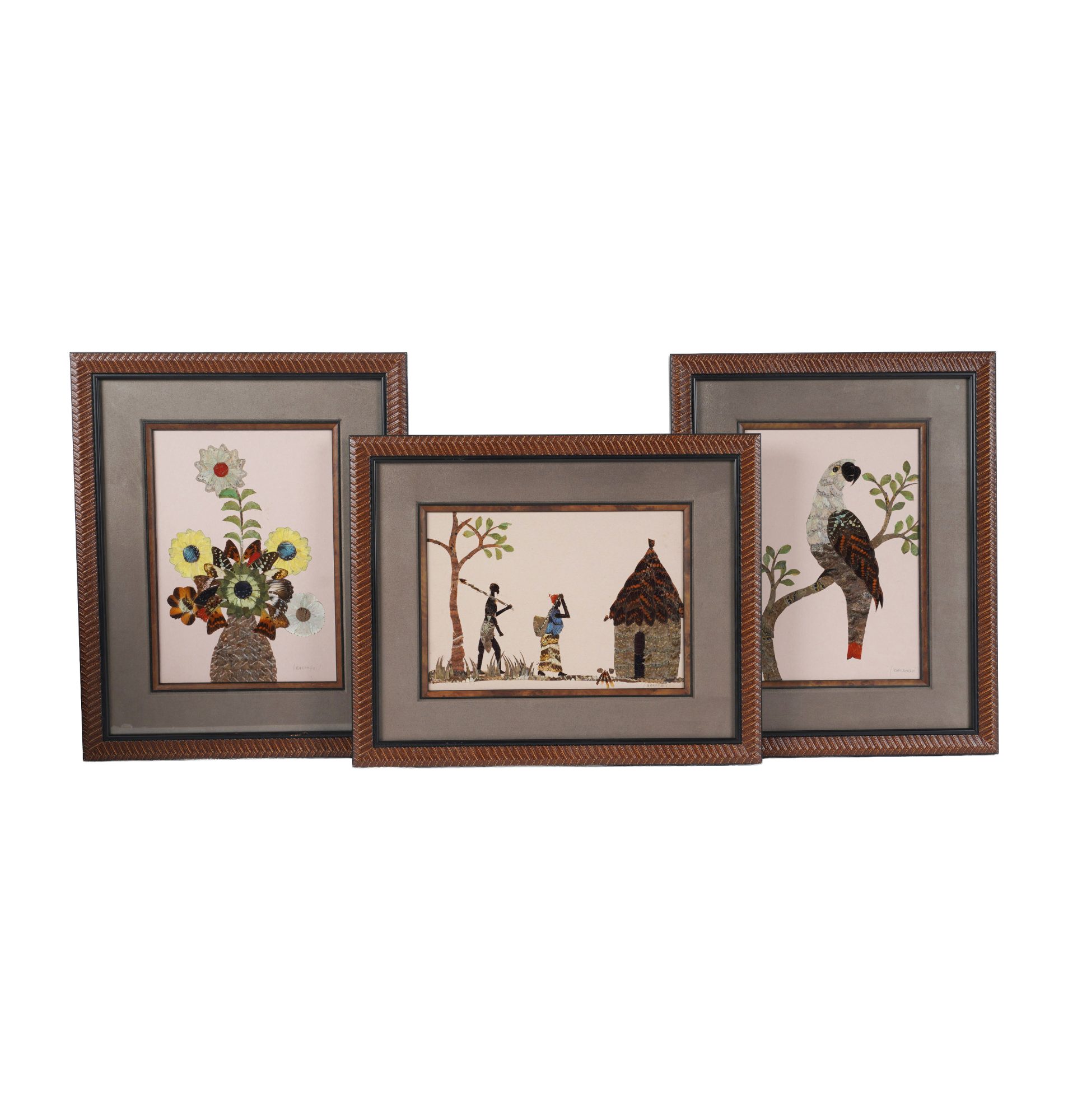 Three Framed Butterfly Wing Collages