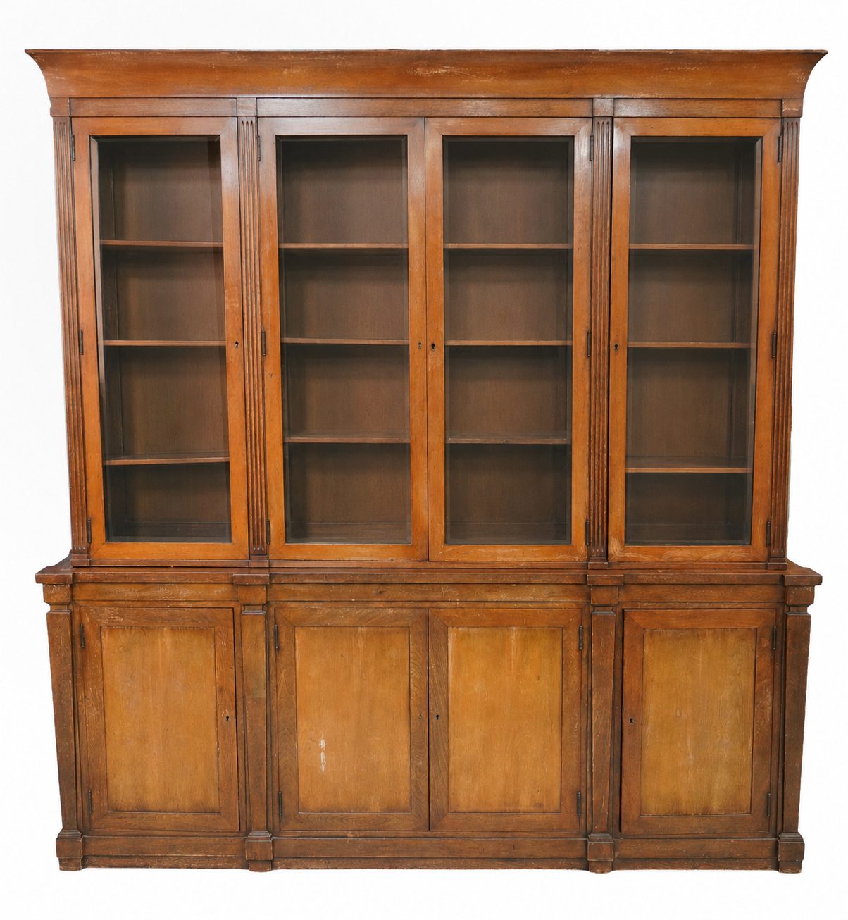 Two-Part Glass Front Bookcase