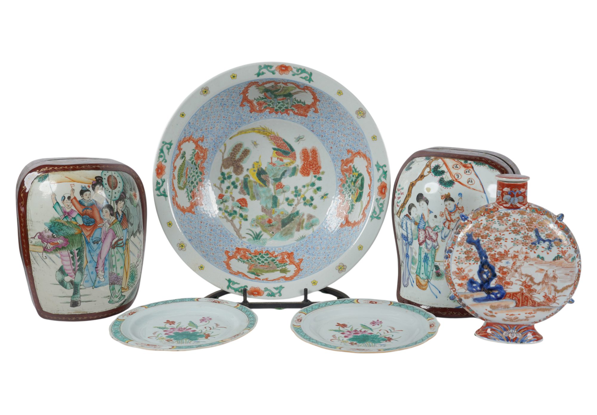 A Collection of Asian Enamel Painted Porcelain