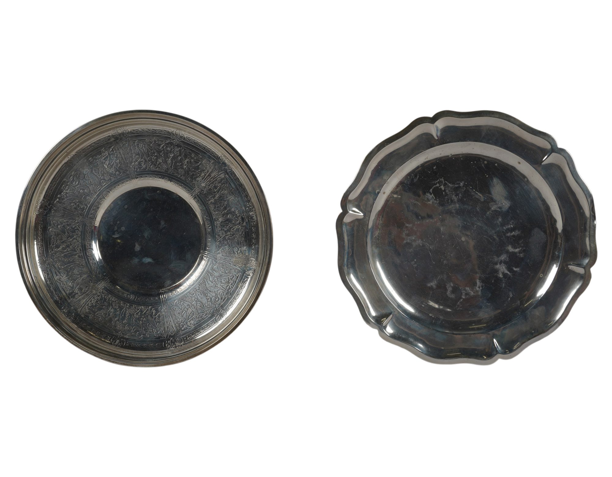Two Sterling Silver Plates