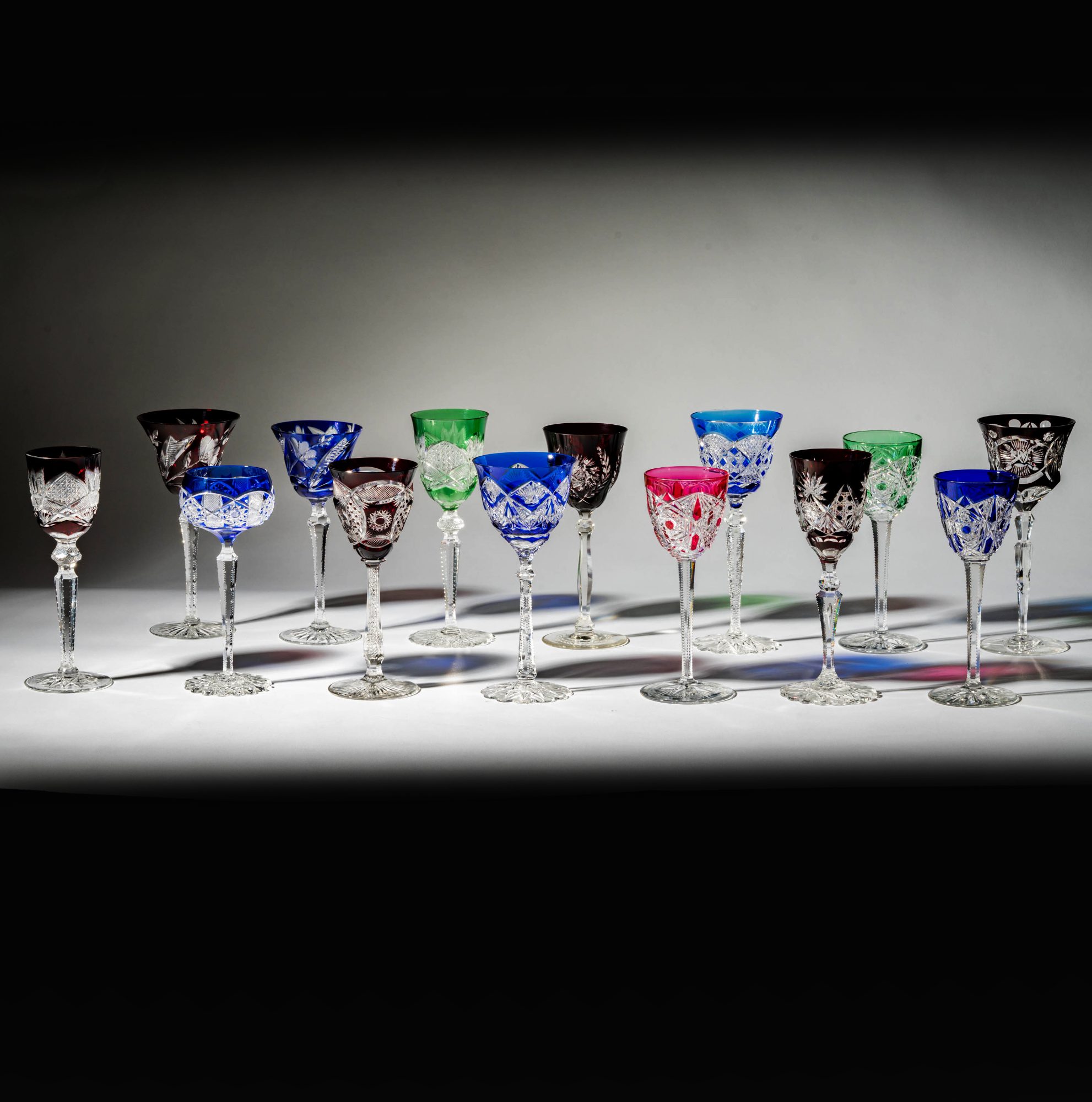 A Collection of Cut to Clear Crystal Goblets