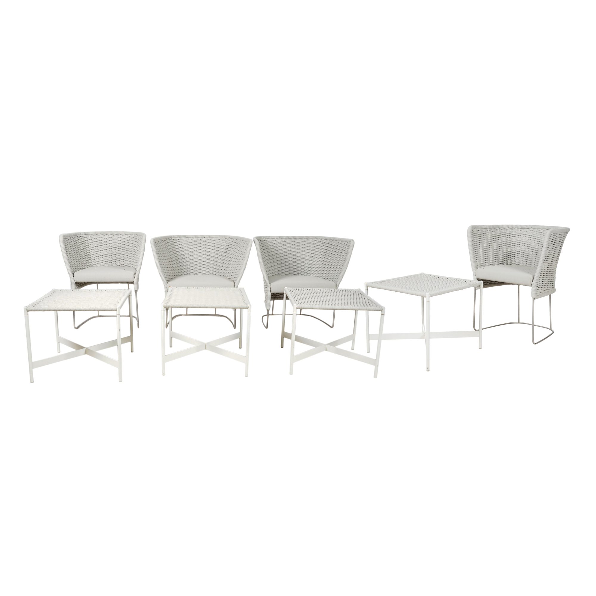 Group of Francesco Rota Outdoor Patio Chairs and End Tables