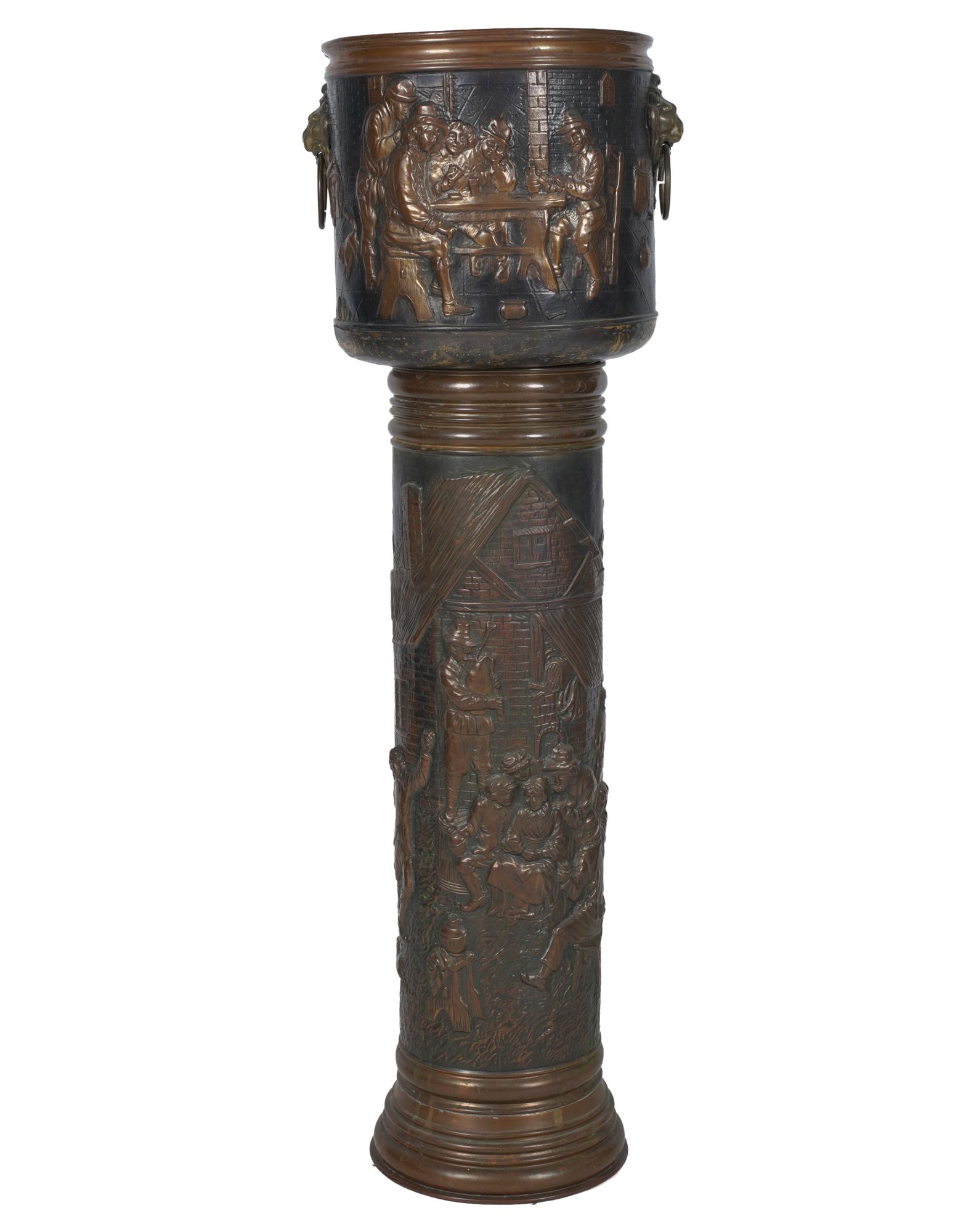 A Respouse Brass Urn and Pedestal