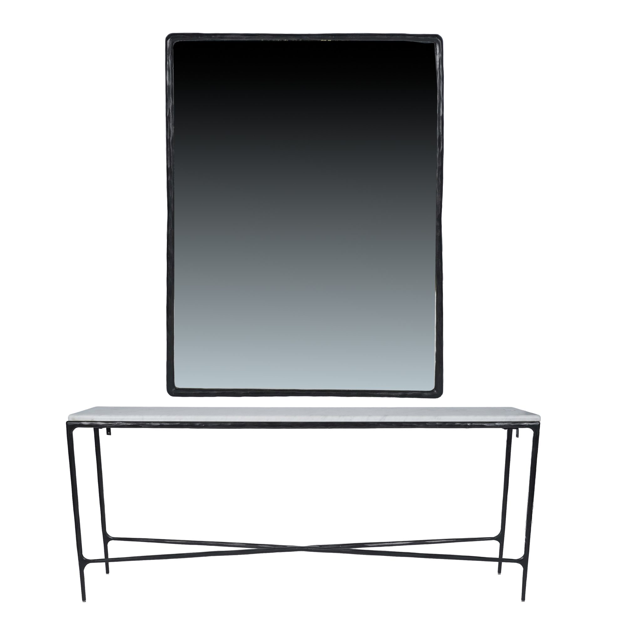 A Restoration Hardware Rectangular Console with Mirror